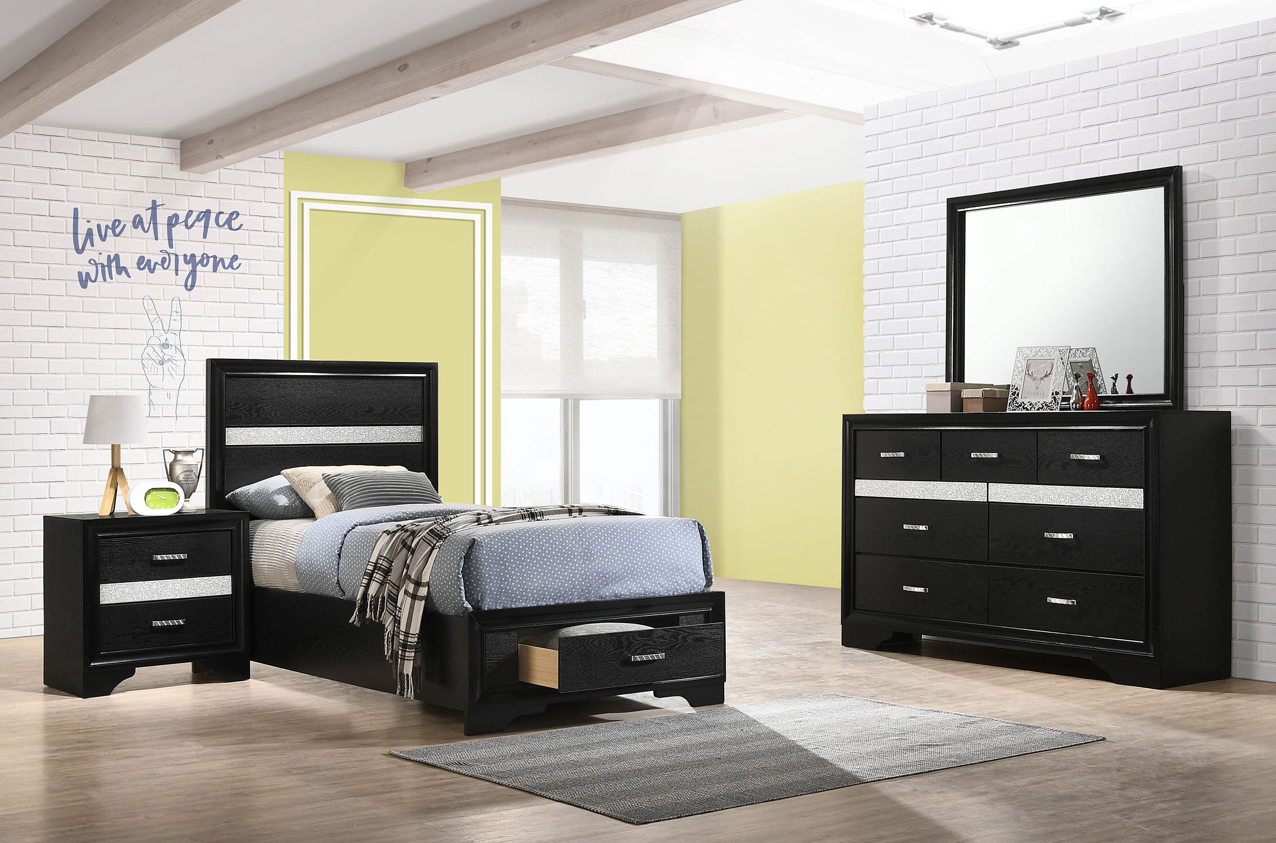 Miranda Bedroom Sets Black - Luxury Home Furniture (MI)