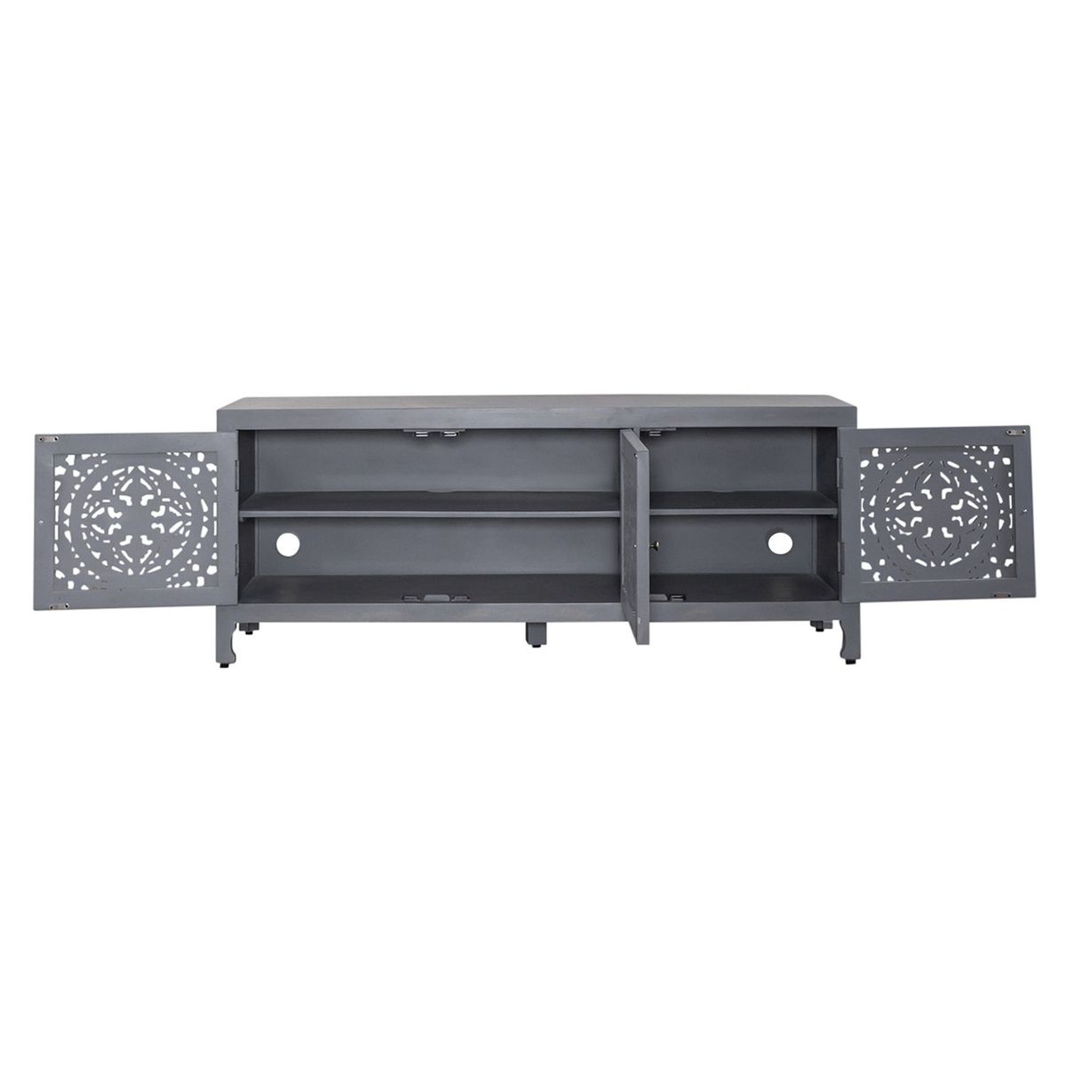 Liberty Furniture Marisol 65 Inch 3 Door Accent TV Stand in Weathered Honey and Soft Wash Gray