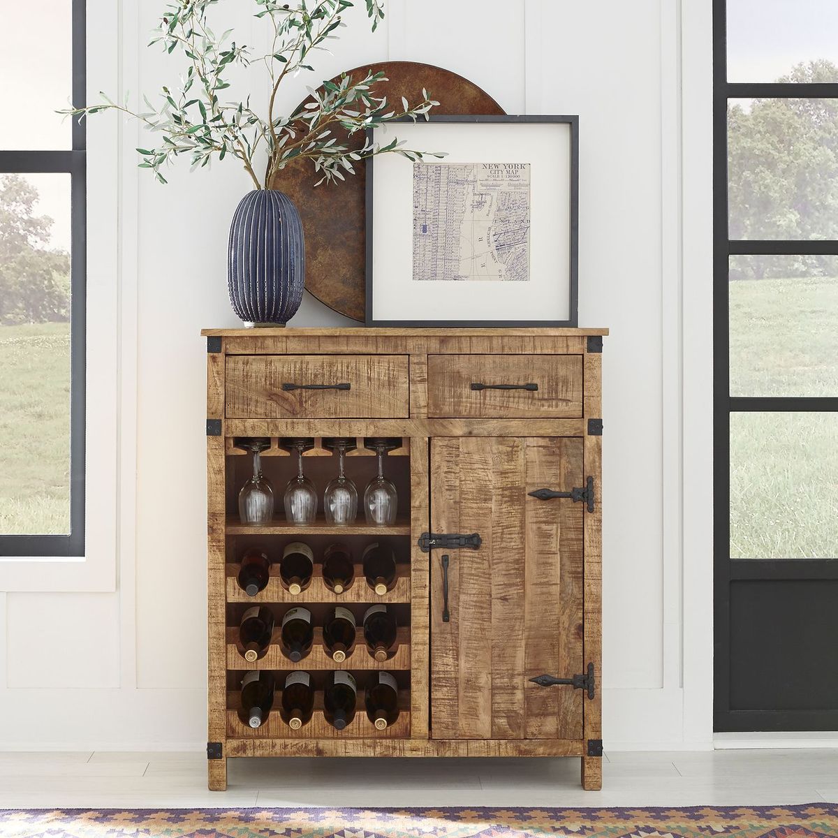 Liberty Furniture Emerson Wine Accent Cabinet in Weathered Honey - Luxury Home Furniture (MI)