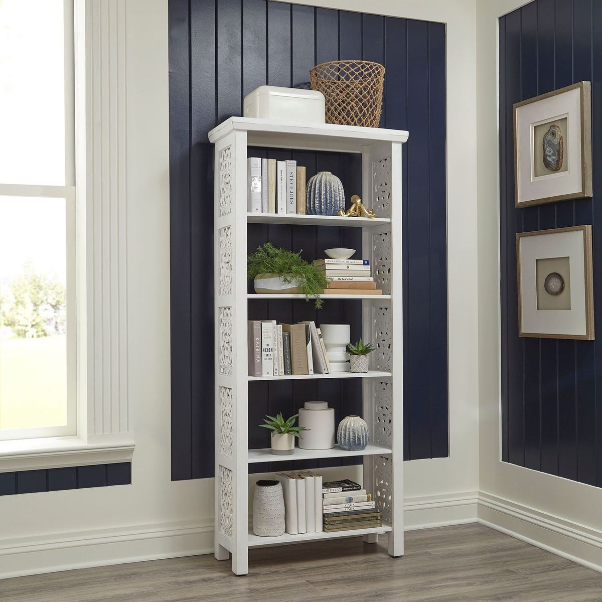 Liberty Furniture Trellis Lane Accent Bookcase in Weathered White - Luxury Home Furniture (MI)