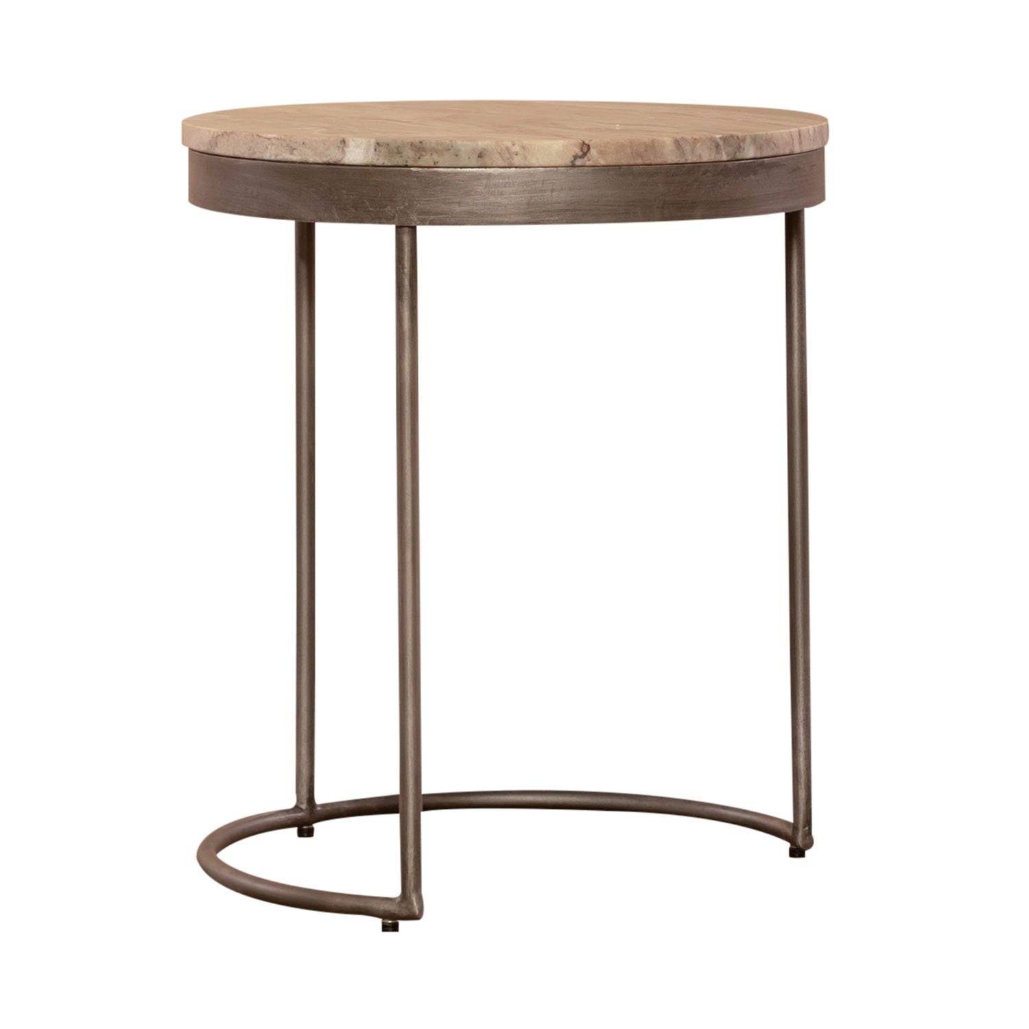 Eclipse Nesting Tables in Greystone Marble Top w/ Pewter Metal - Luxury Home Furniture (MI)