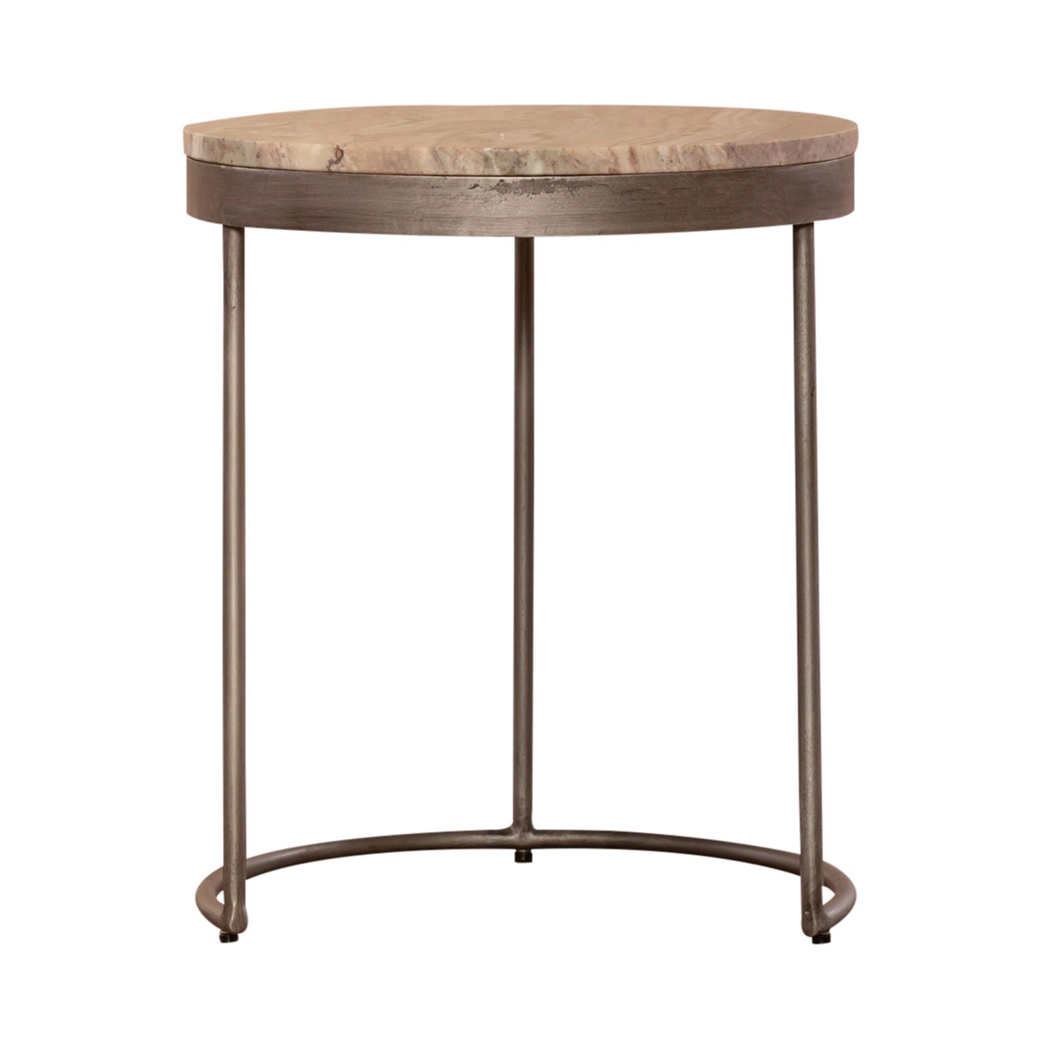 Eclipse Nesting Tables in Greystone Marble Top w/ Pewter Metal - Luxury Home Furniture (MI)
