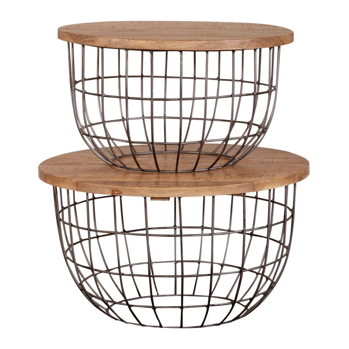 Liberty Furniture Akins Nesting Caged Accent Tables in Weathered Honey Finish w/ Pewter Base image