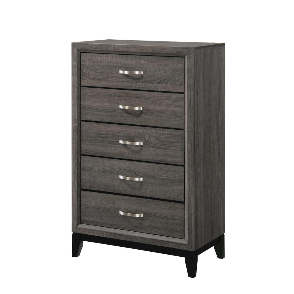 Watson 5-drawer Chest Grey Oak and Black - Luxury Home Furniture (MI)
