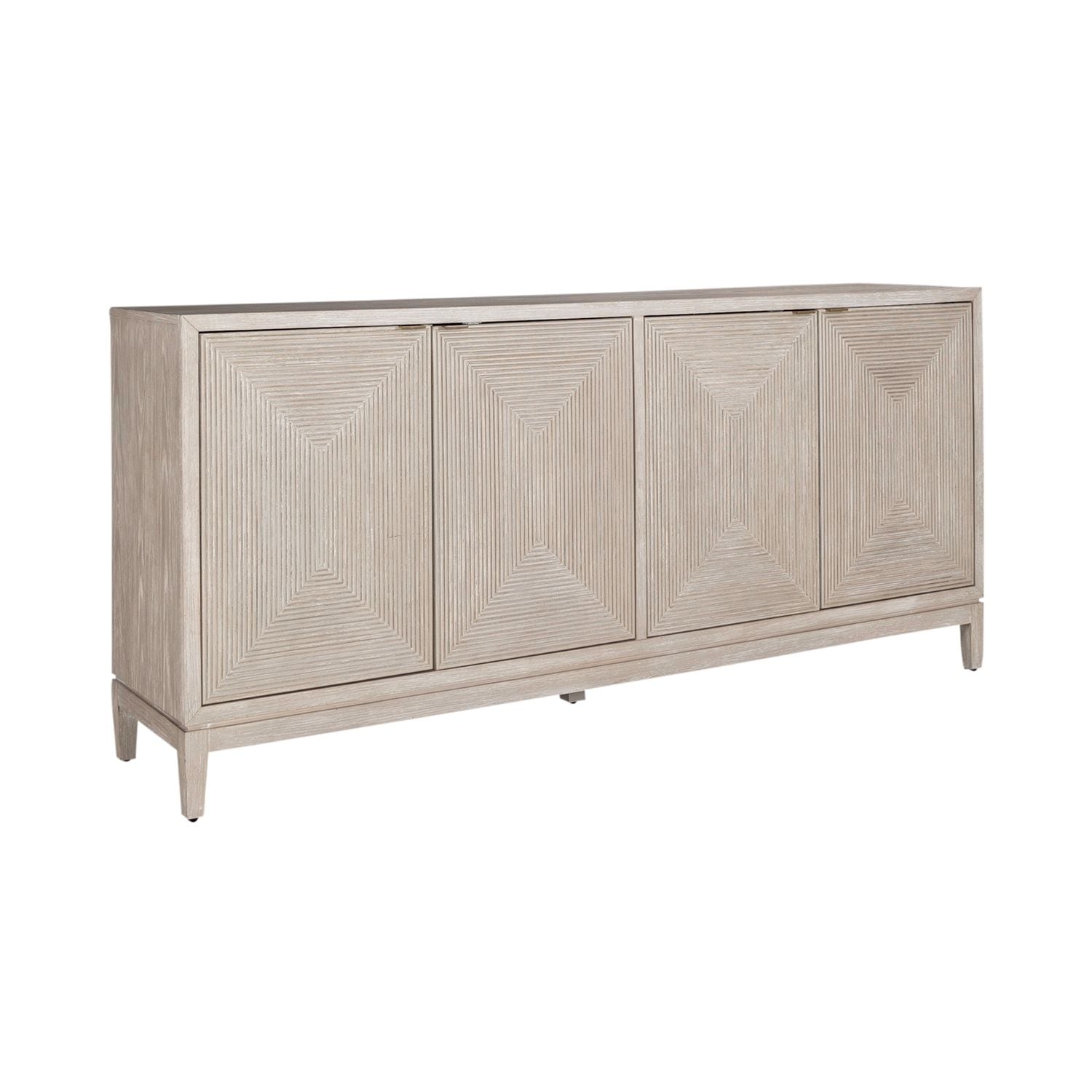 Kinsley 4 Door Accent Cabinet in Washed Taupe & Silver Champagne EST SHIP TIME APPX 4 WEEKS - Luxury Home Furniture (MI)
