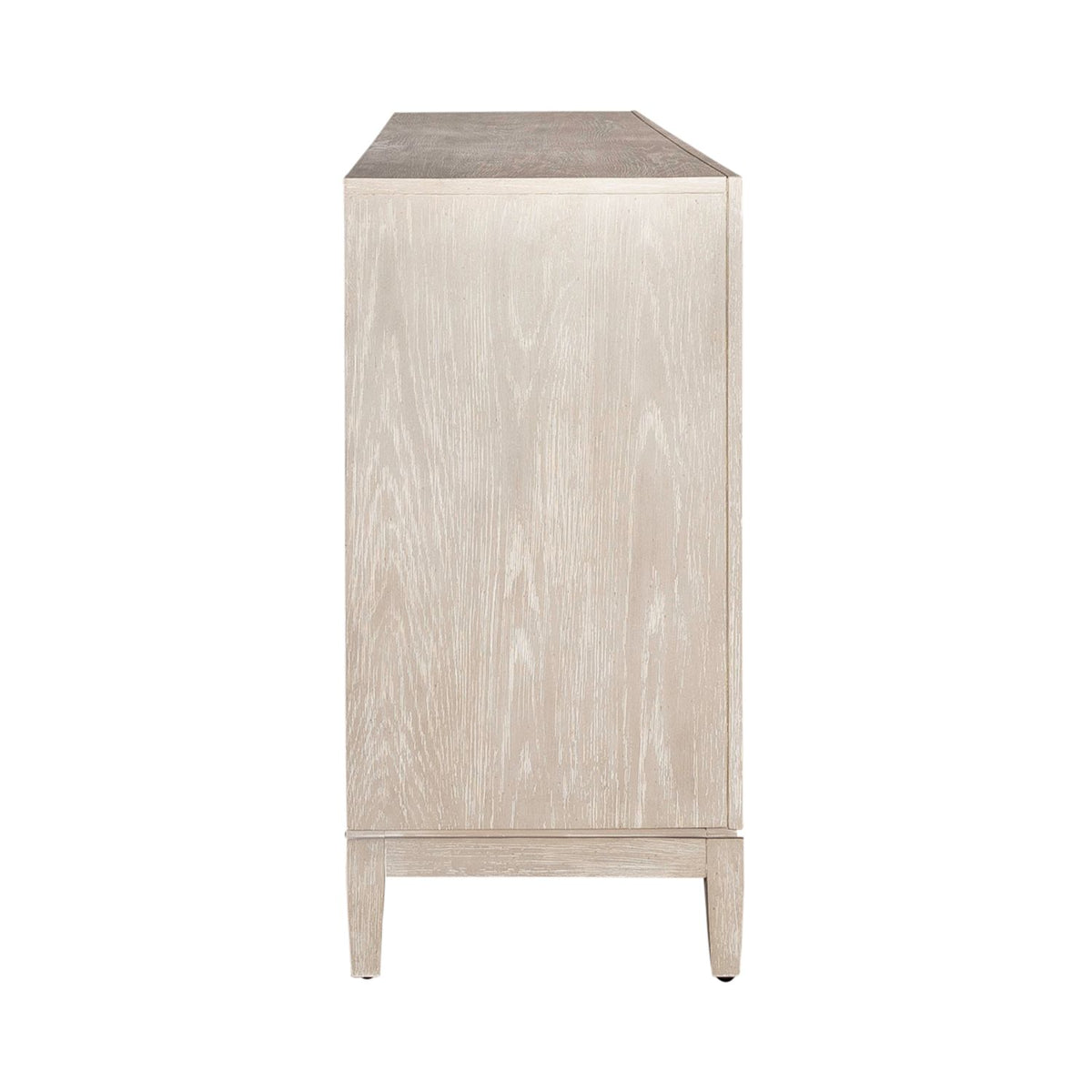 Liberty Furniture Kinsley 4 Door Accent Cabinet in Washed Taupe & Silver Champagne EST SHIP TIME APPX 4 WEEKS - Luxury Home Furniture (MI)