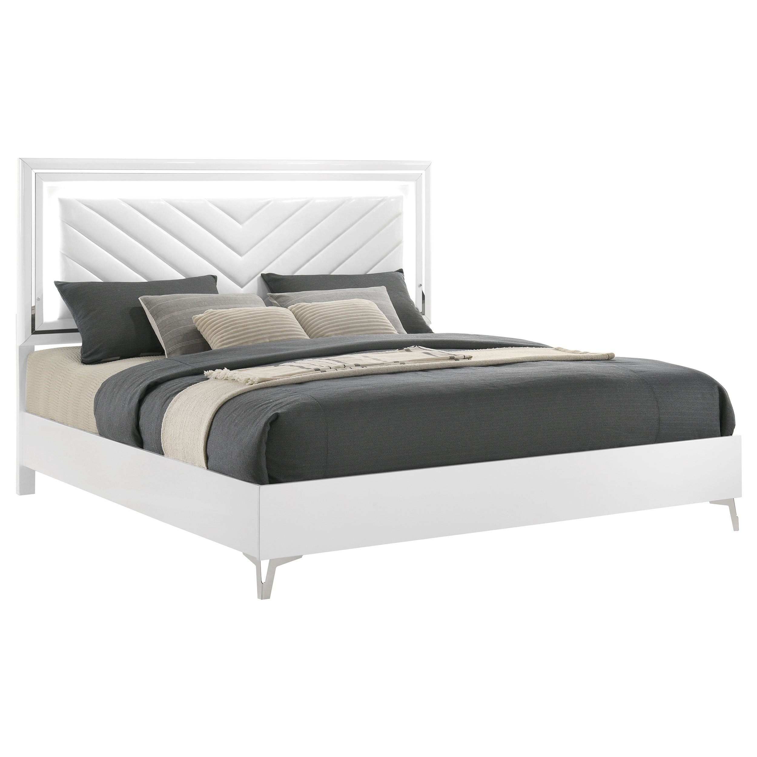Cassia Panel Bed with LED Lighting - Luxury Home Furniture (MI)