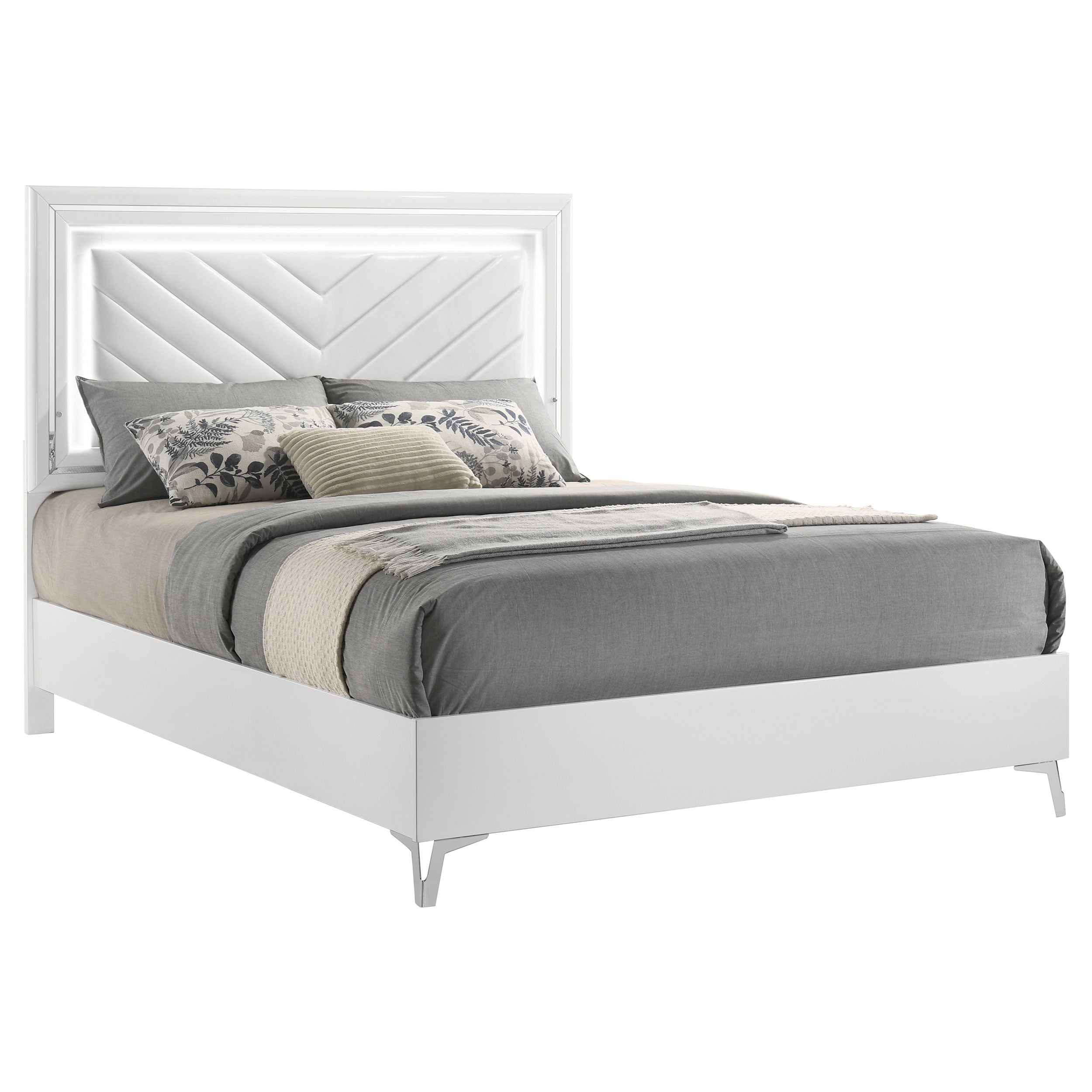 Cassia Panel Bed with LED Lighting - Luxury Home Furniture (MI)
