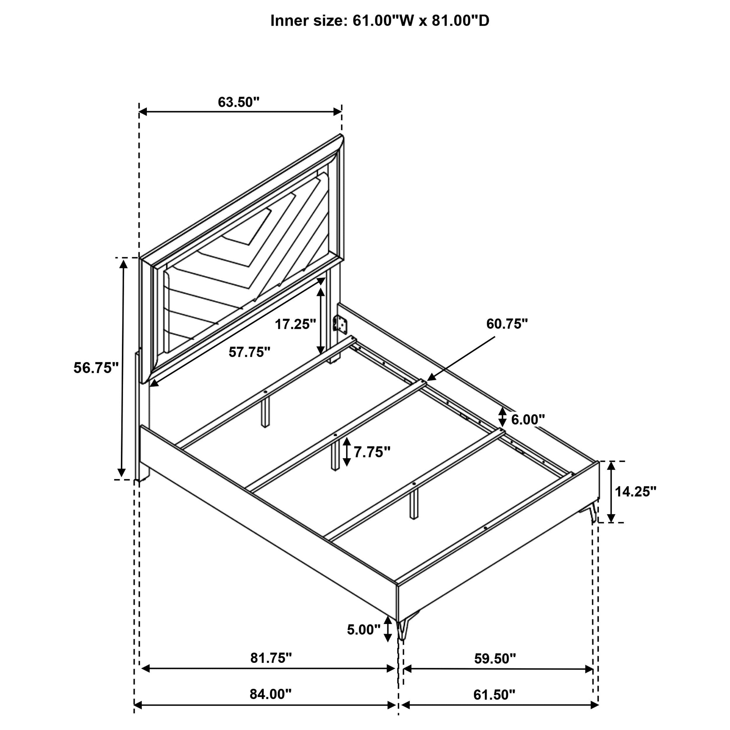 Cassia Panel Bed with LED Lighting - Luxury Home Furniture (MI)