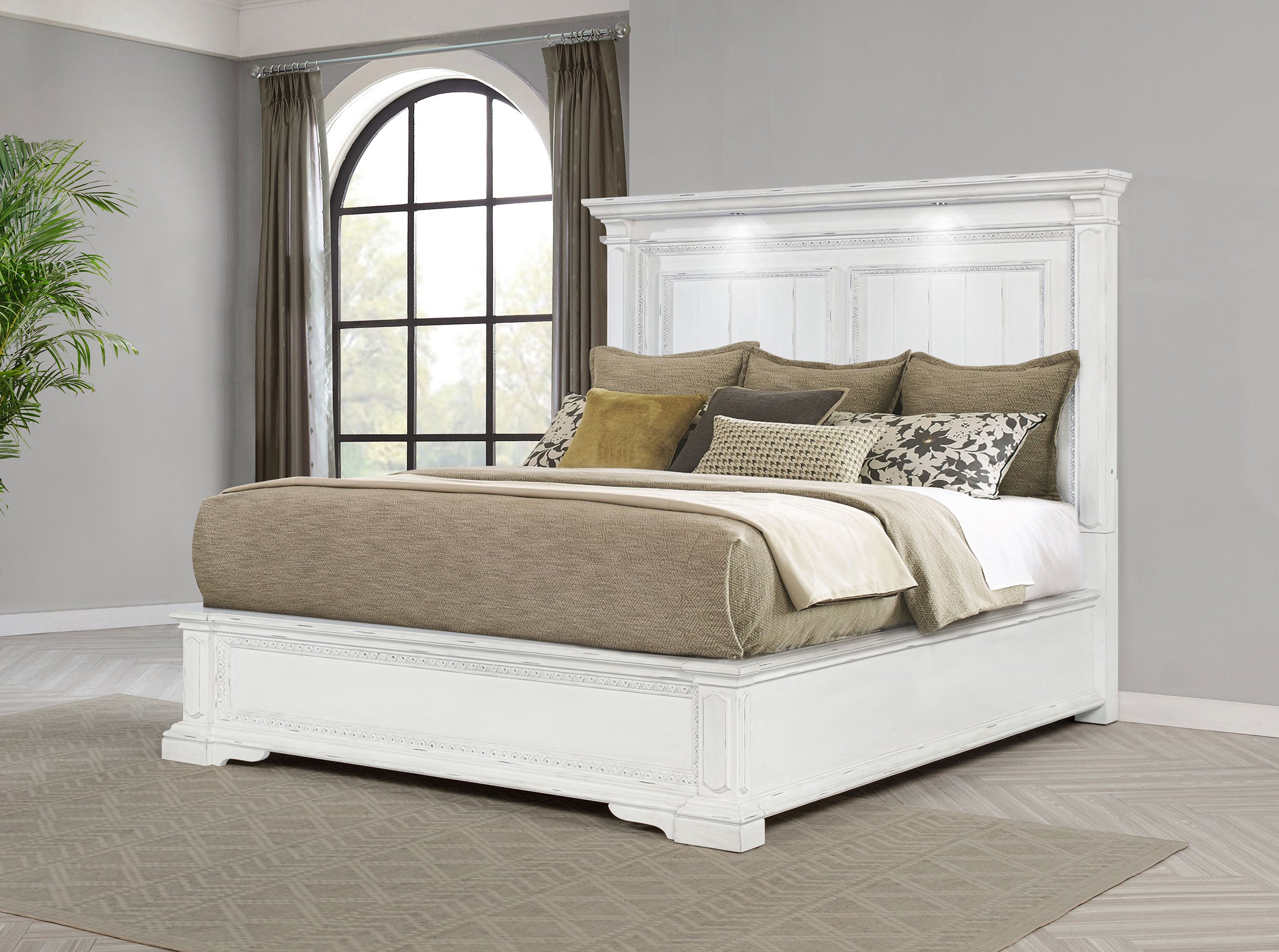 McKinney Panel Bed with LED Lighting - Luxury Home Furniture (MI)