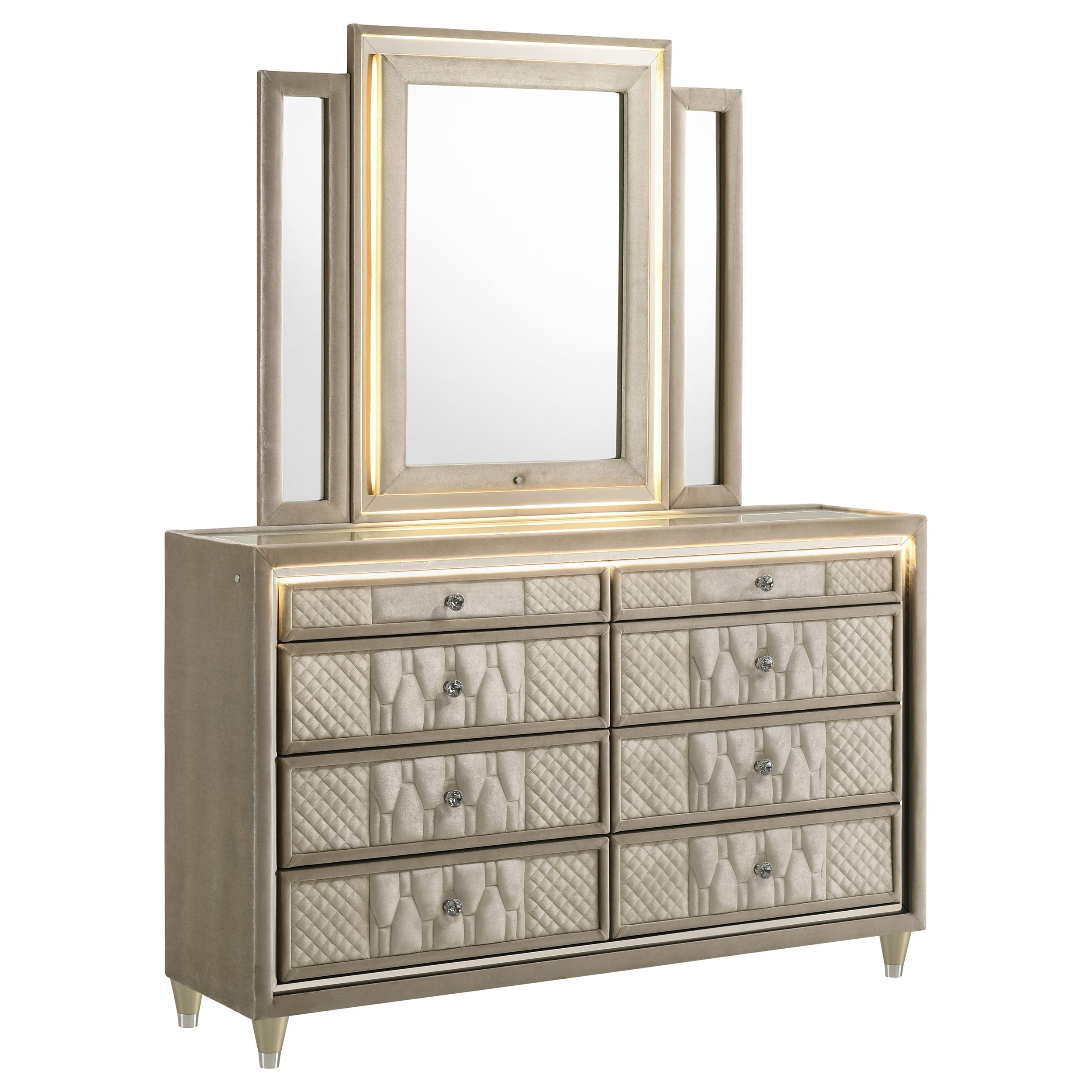 Lorient LED Dresser with LED Mirror - Luxury Home Furniture (MI)