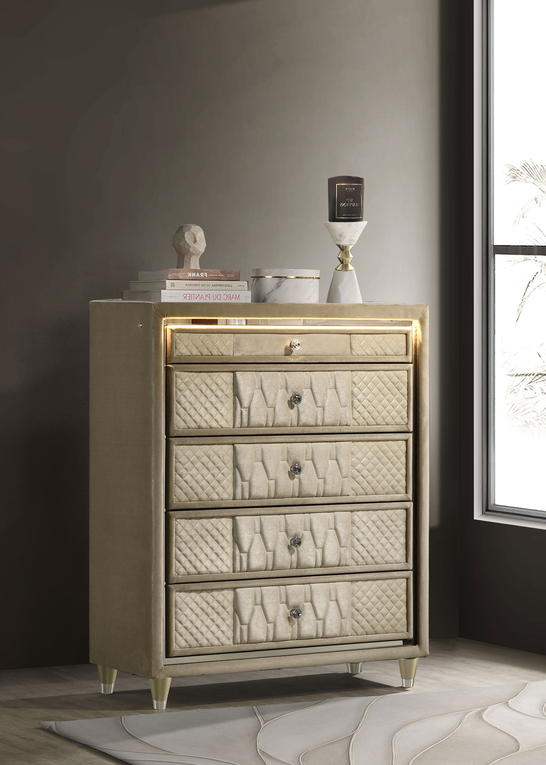 Lorient Chest of Drawers with LED Lighting - Luxury Home Furniture (MI)