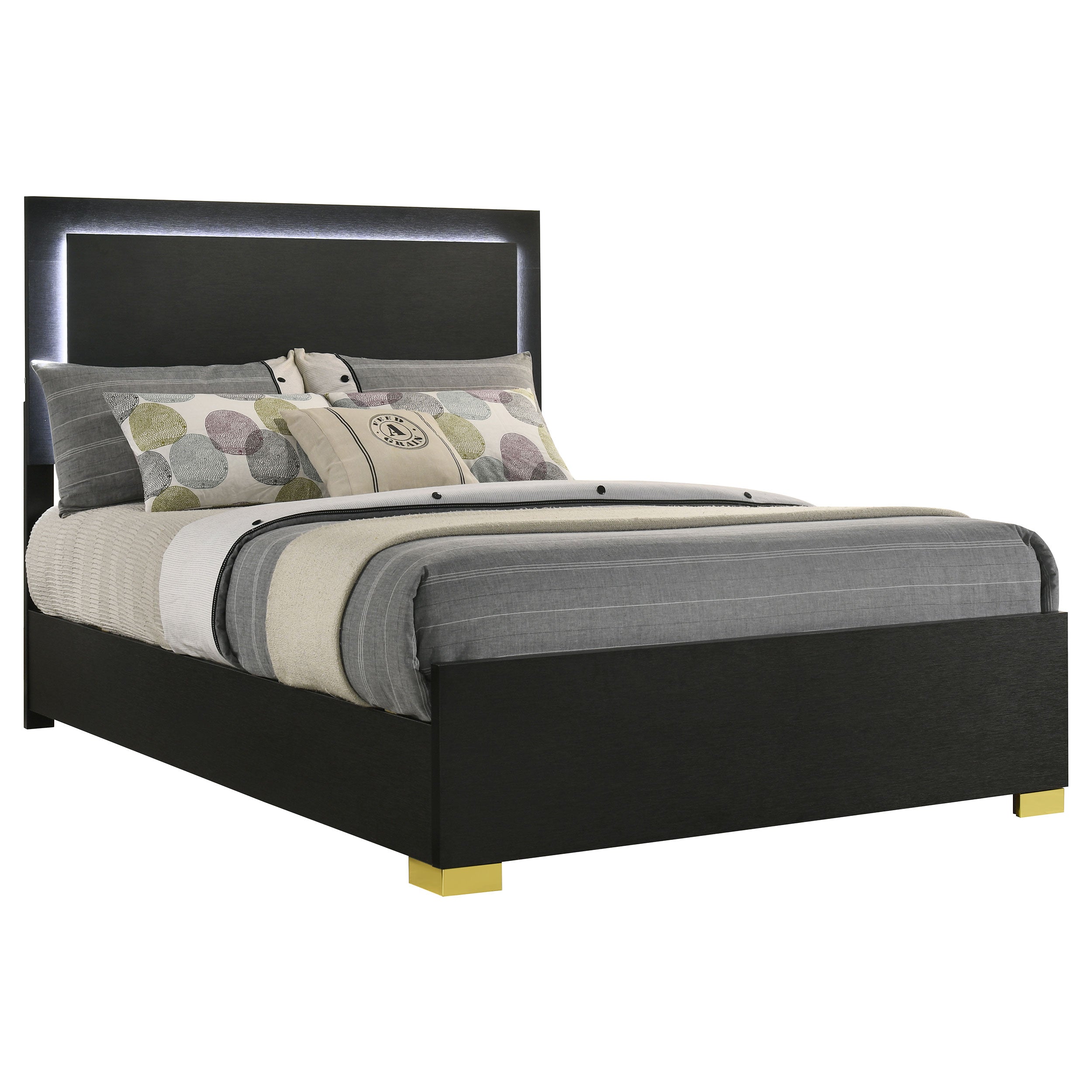Marceline Panel Bed with LED Lighting - Luxury Home Furniture (MI)