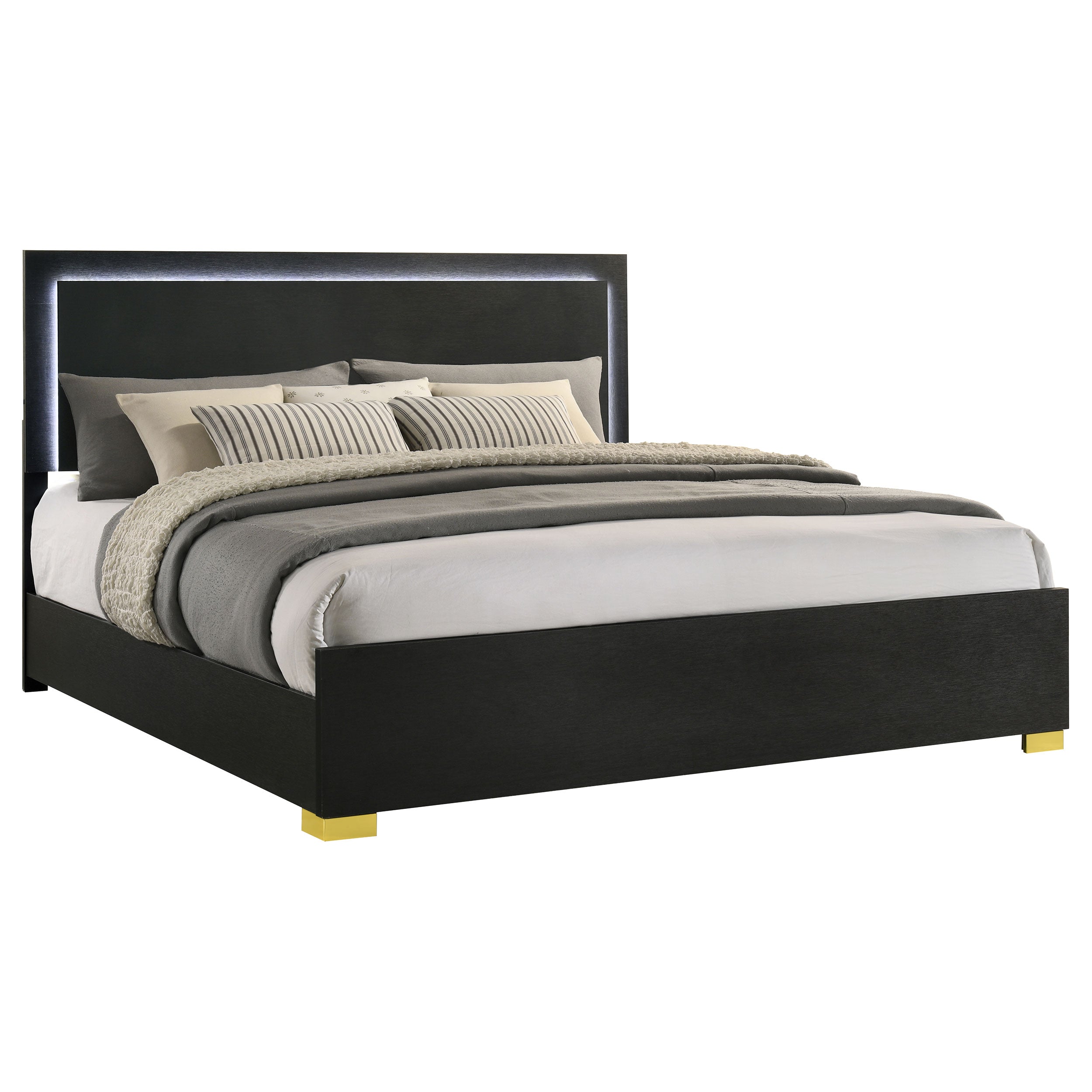 Marceline Panel Bed with LED Lighting - Luxury Home Furniture (MI)