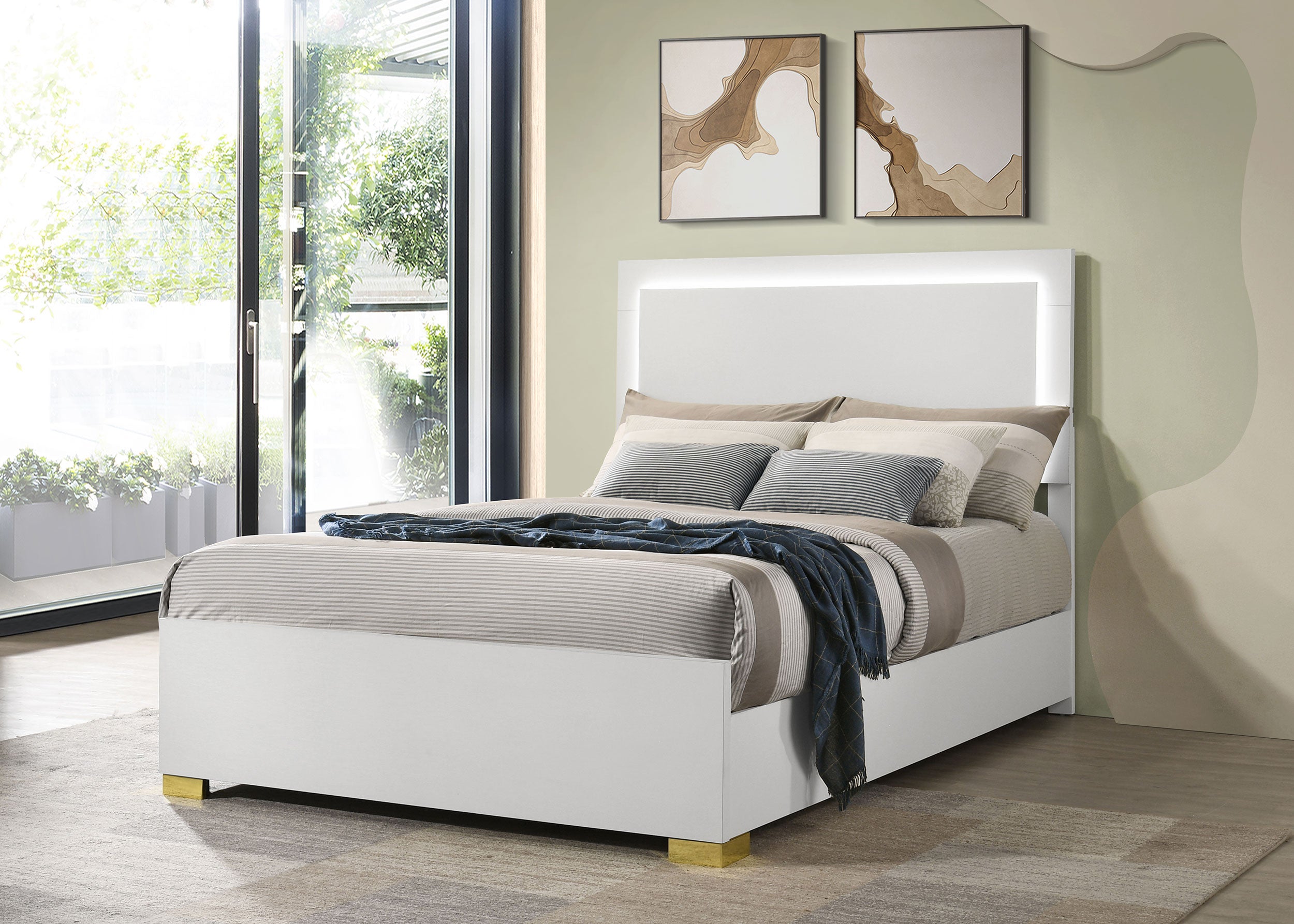 Marceline Panel Bed with LED Lighting - Luxury Home Furniture (MI)