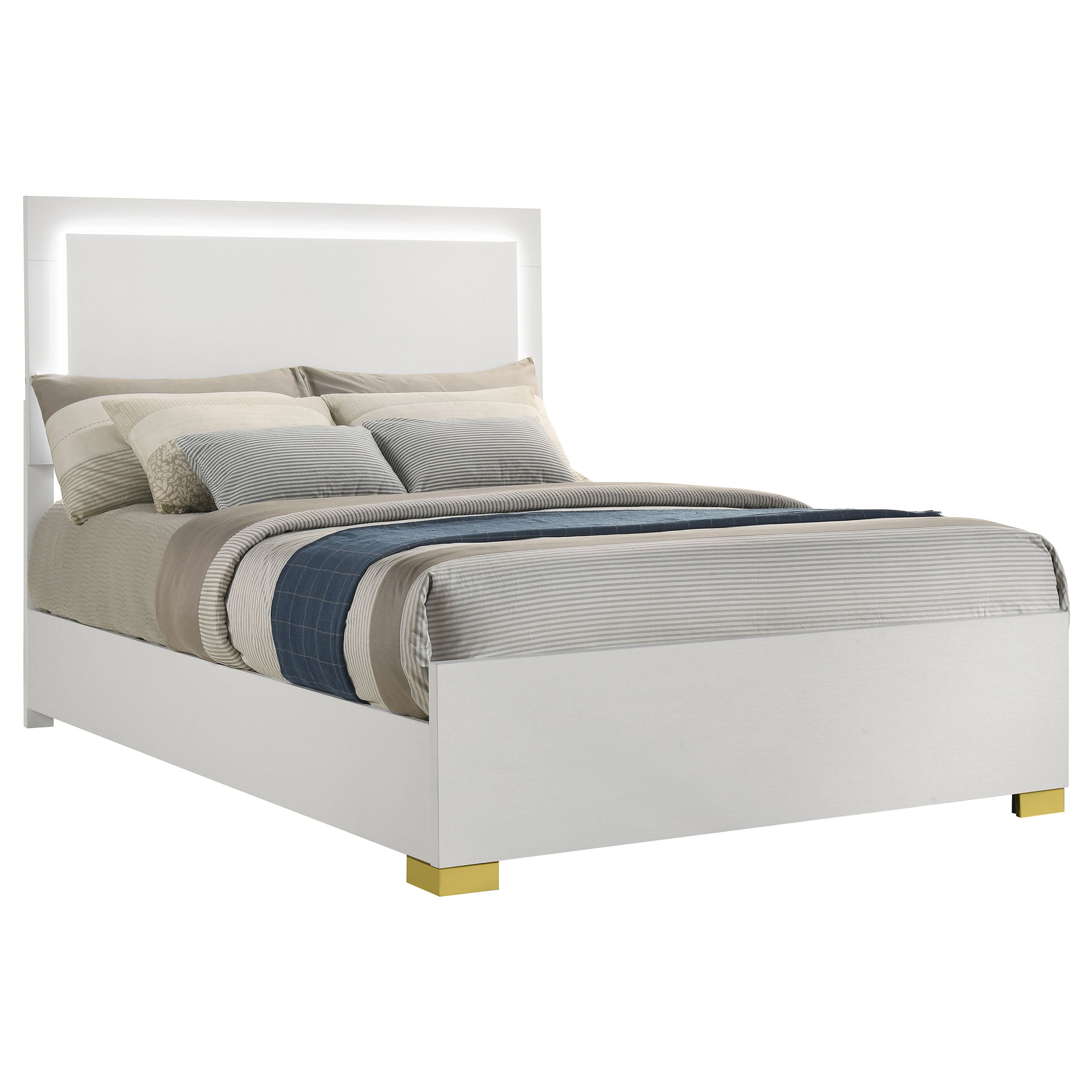Marceline Panel Bed with LED Lighting - Luxury Home Furniture (MI)
