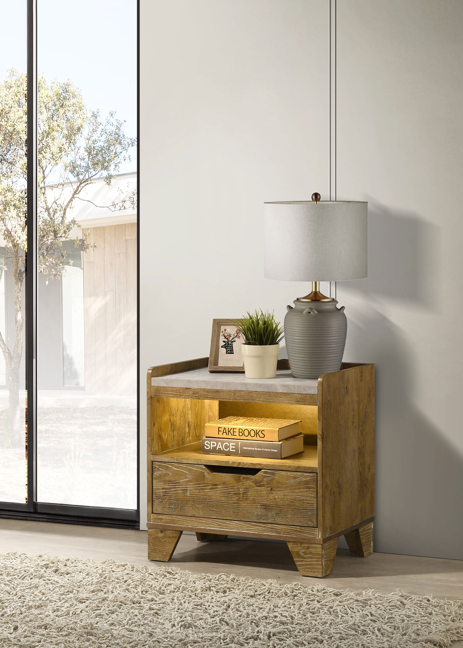 Henderson Nightstand with LED Lighting - Luxury Home Furniture (MI)