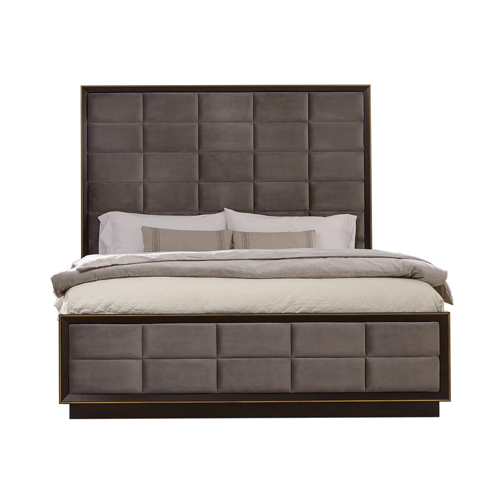 Durango California King, Eastren King, & Queen Upholstered Bed Smoked Peppercorn and Grey - Luxury Home Furniture (MI)