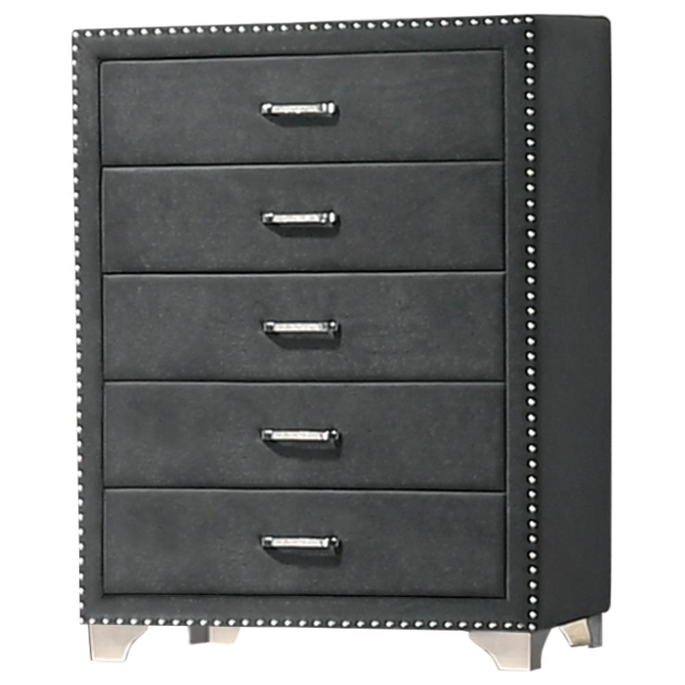 Melody 5-drawer Upholstered Chest Grey - Luxury Home Furniture (MI)