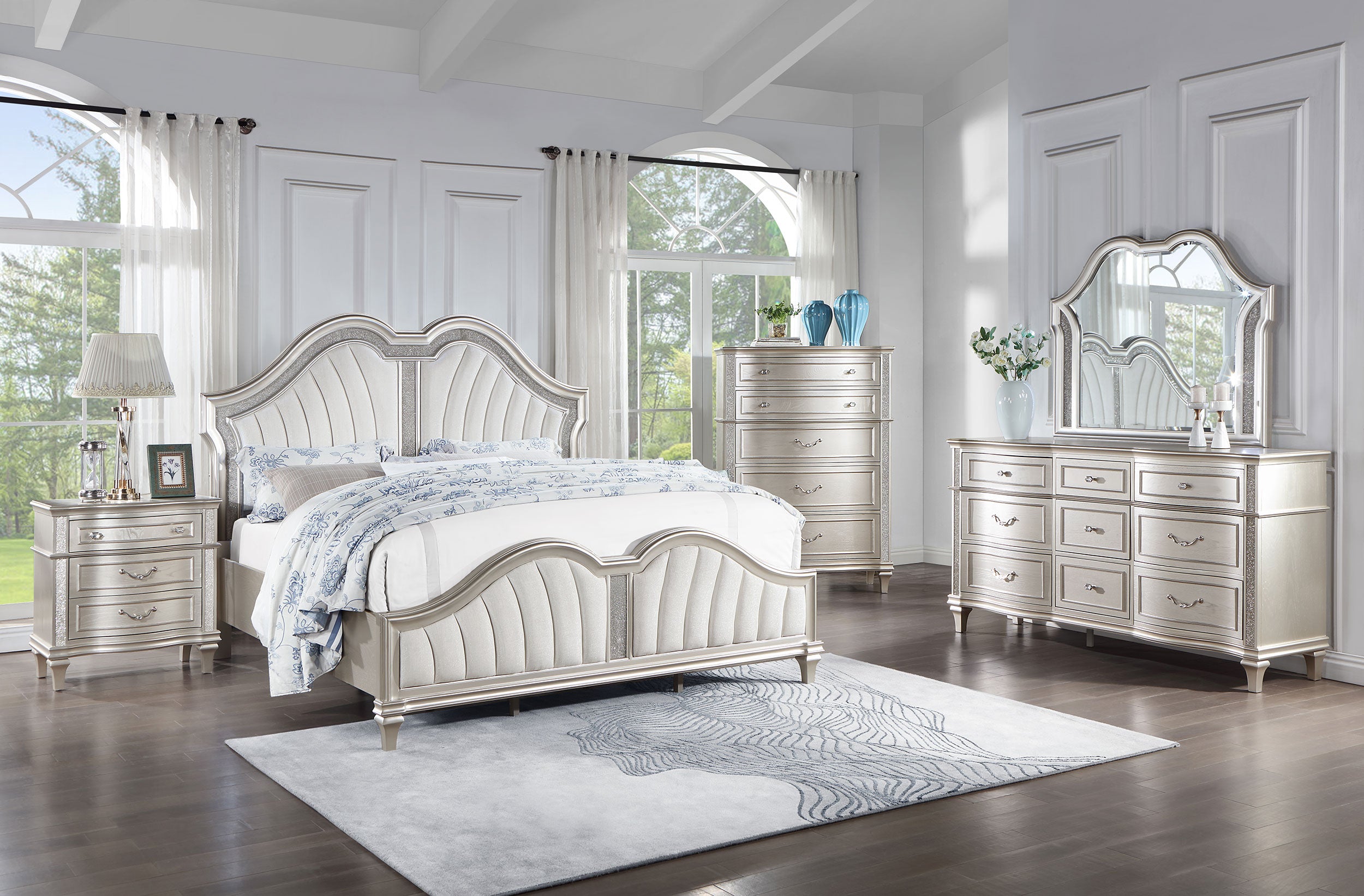 Evangeline Panel Bed with LED Lighting - Luxury Home Furniture (MI)