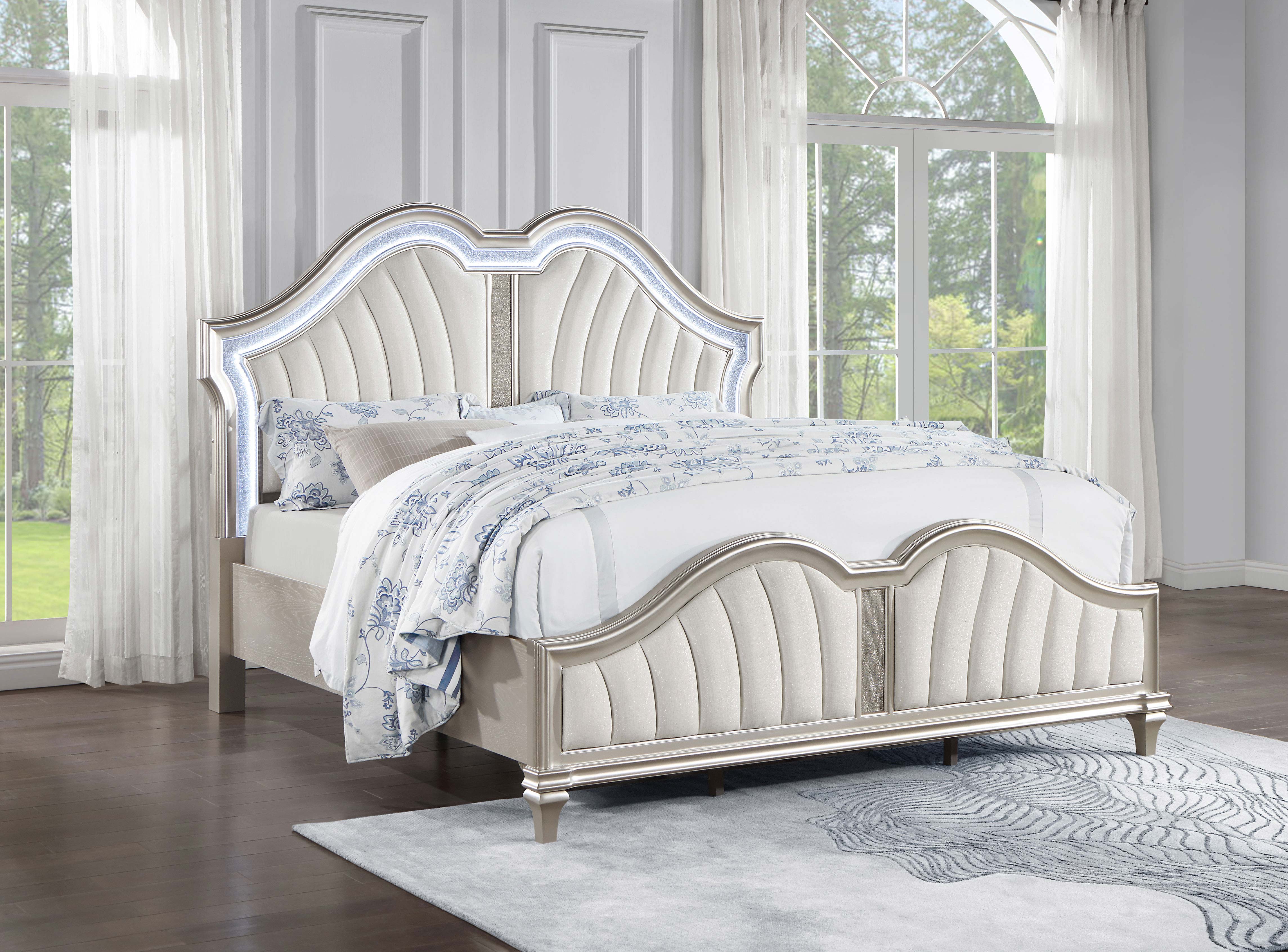 Evangeline Panel Bed with LED Lighting - Luxury Home Furniture (MI)