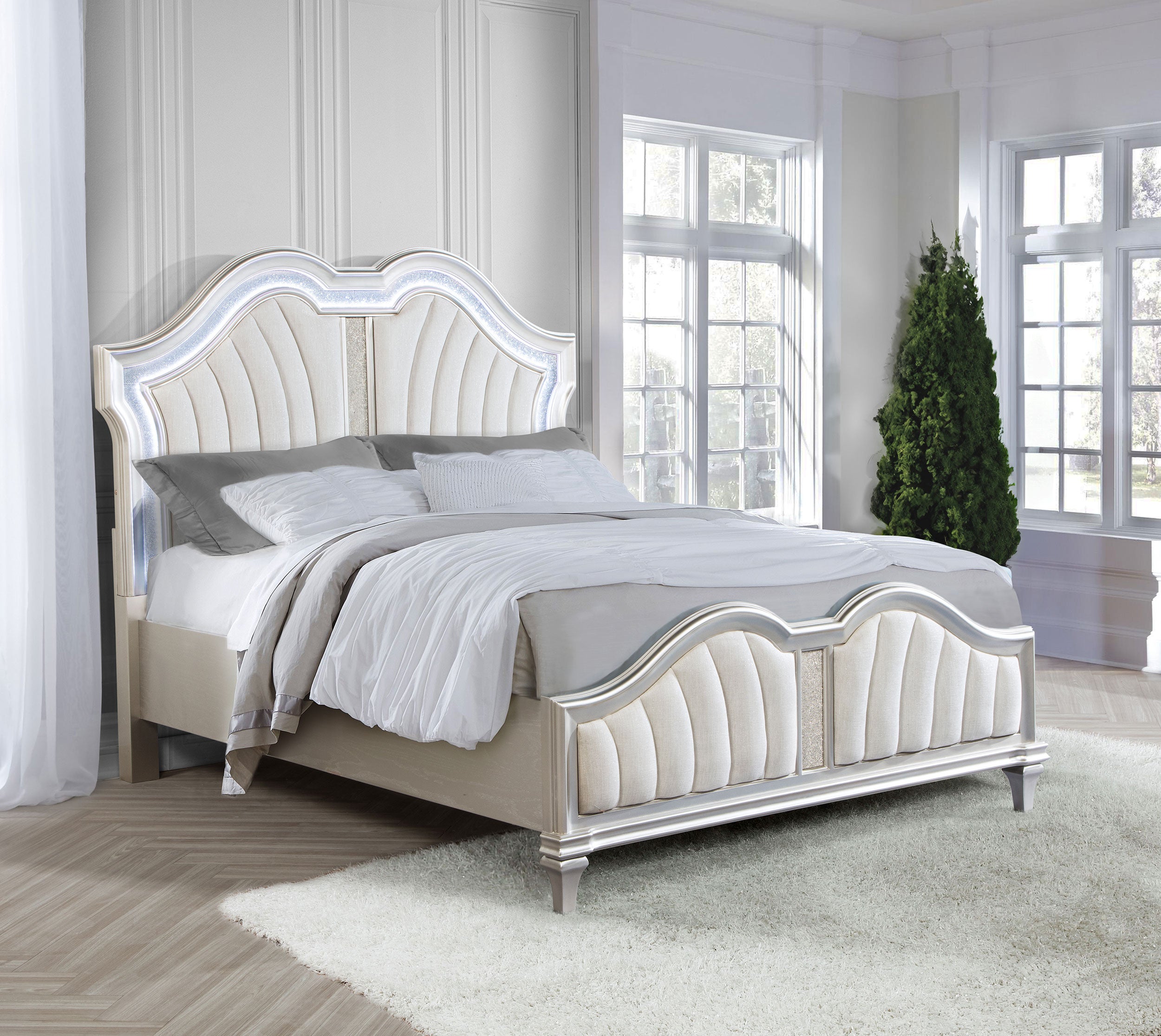 Evangeline Panel Bed with LED Lighting - Luxury Home Furniture (MI)