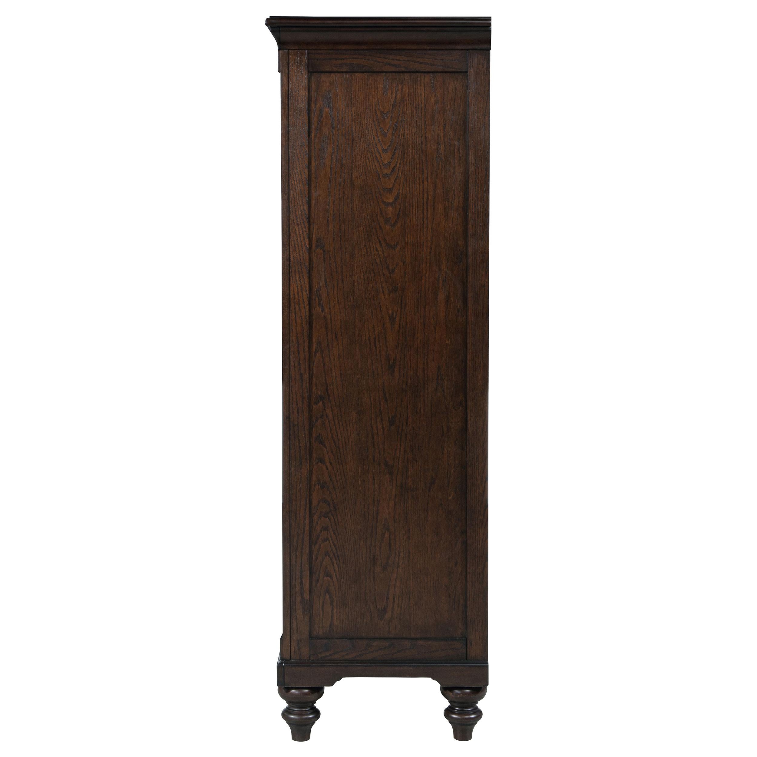 Andover 6-drawer Tempered Glass Door Chest Dark Oak - Luxury Home Furniture (MI)