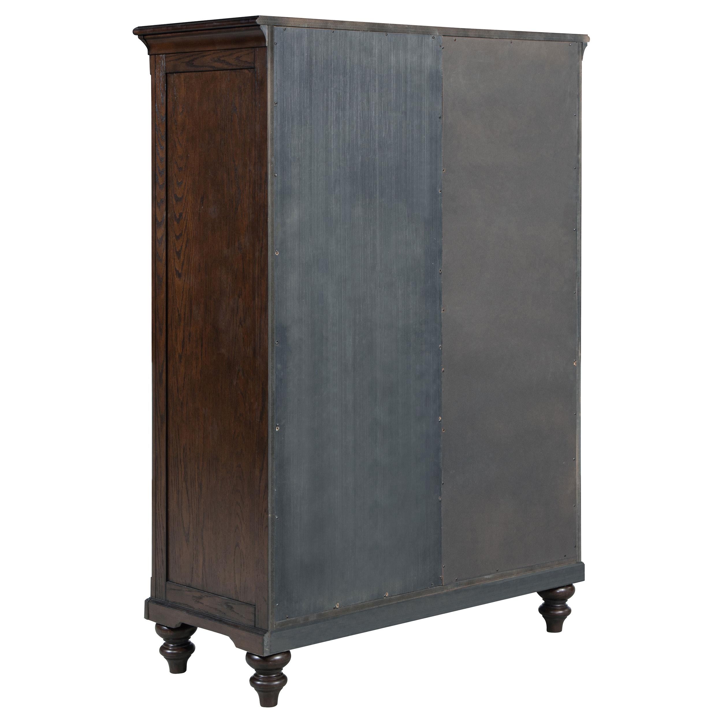 Andover 6-drawer Tempered Glass Door Chest Dark Oak - Luxury Home Furniture (MI)