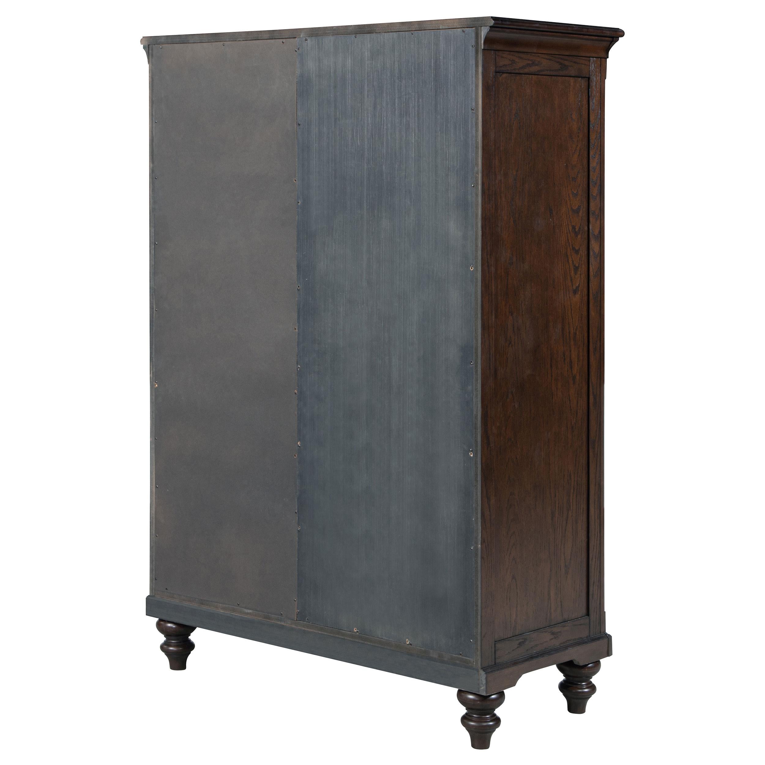 Andover 6-drawer Tempered Glass Door Chest Dark Oak - Luxury Home Furniture (MI)