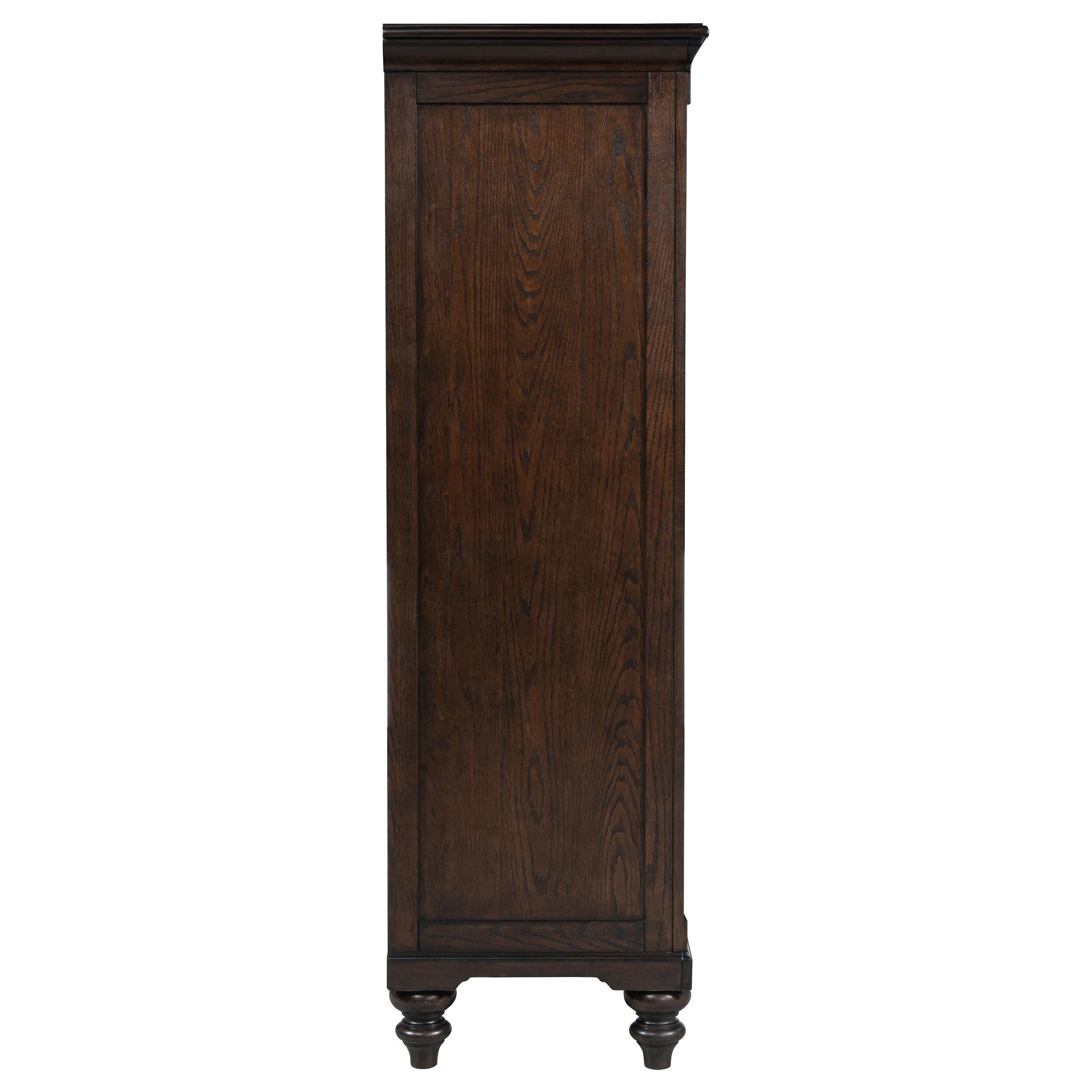 Andover 6-drawer Tempered Glass Door Chest Dark Oak - Luxury Home Furniture (MI)