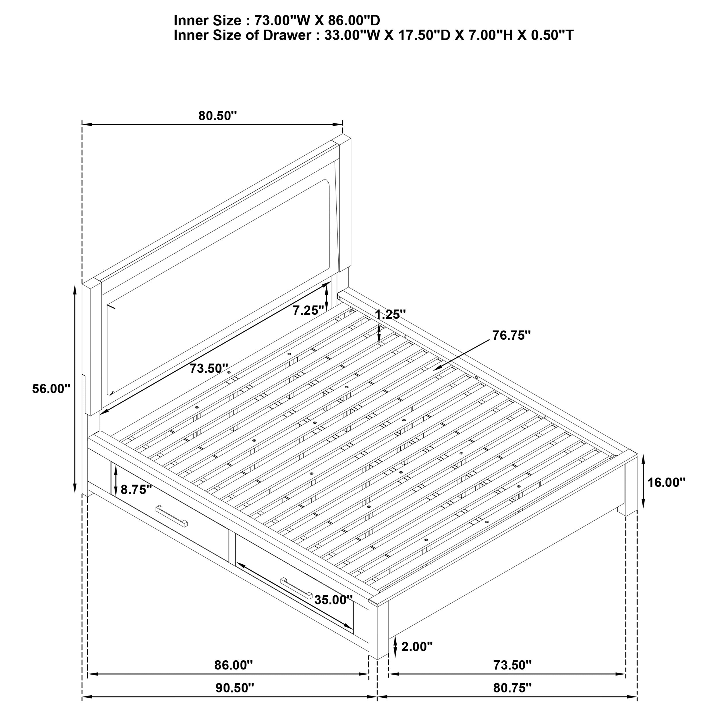 Kenora Panel Platform Storage Bed with LED Lighting