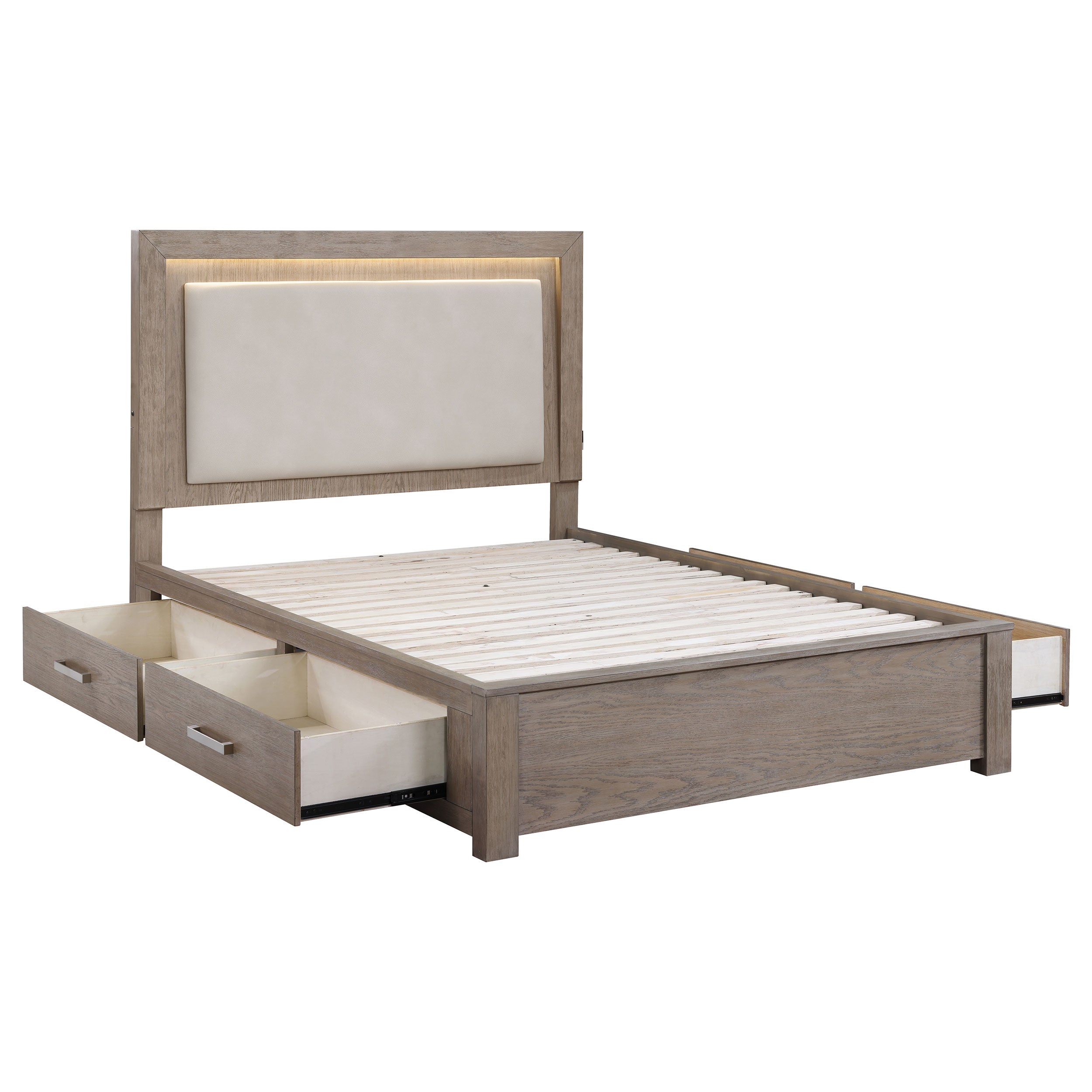 Kenora Panel Platform Storage Bed with LED Lighting - Luxury Home Furniture (MI)