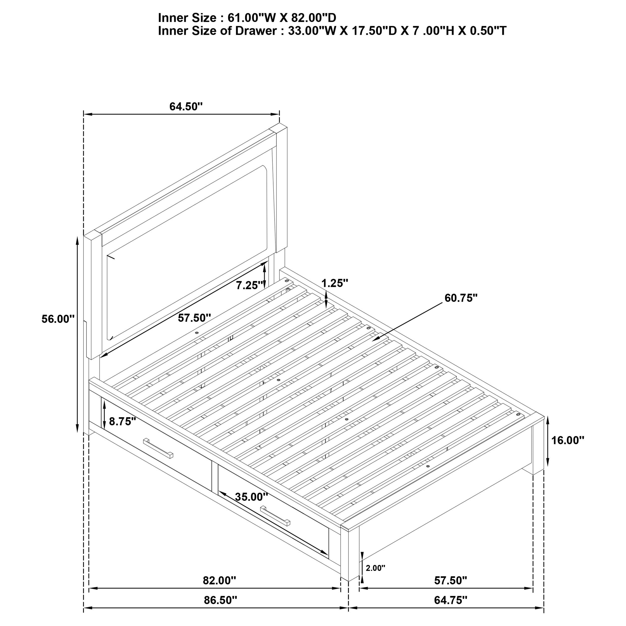 Kenora Panel Platform Storage Bed with LED Lighting