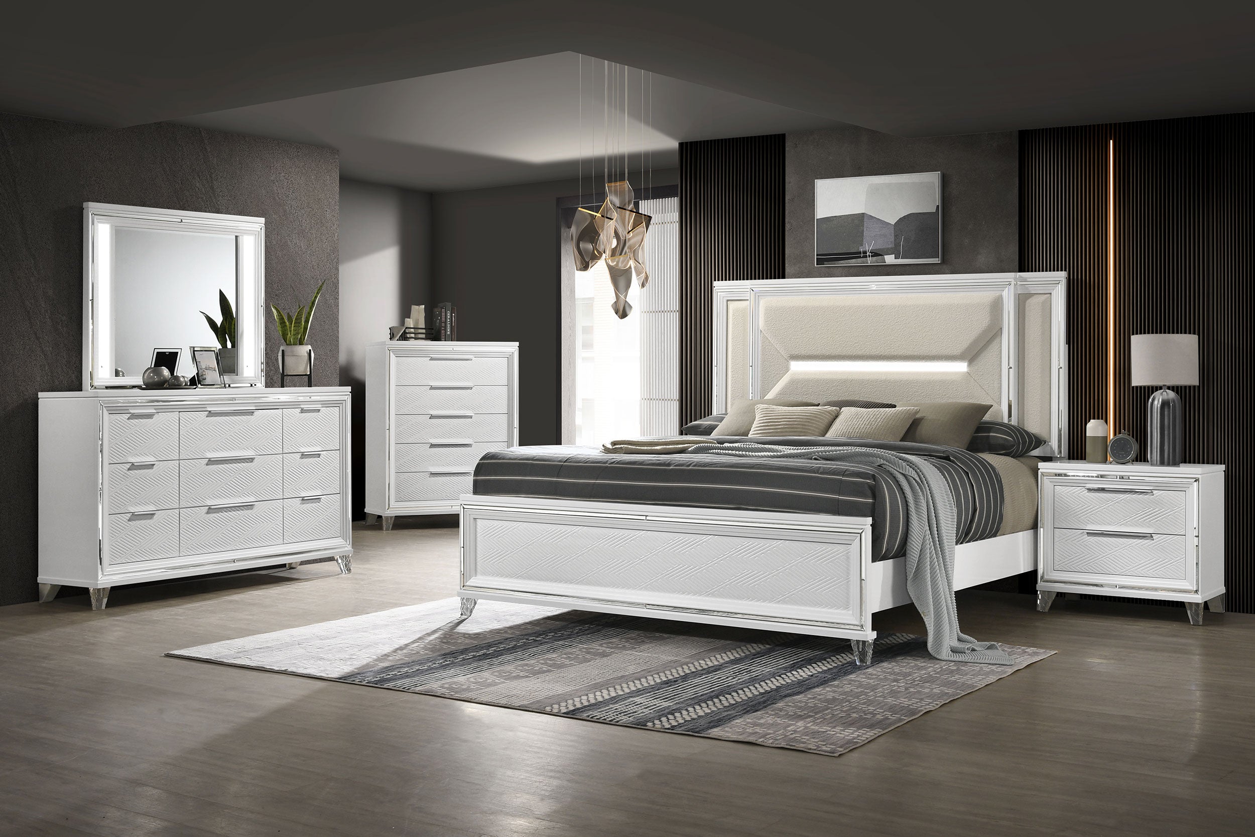 Marmore Panel Bed with LED Lighting - Luxury Home Furniture (MI)
