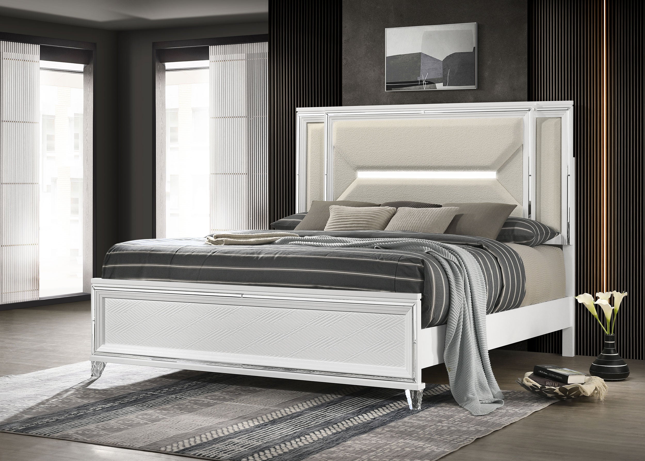 Marmore Panel Bed with LED Lighting - Luxury Home Furniture (MI)