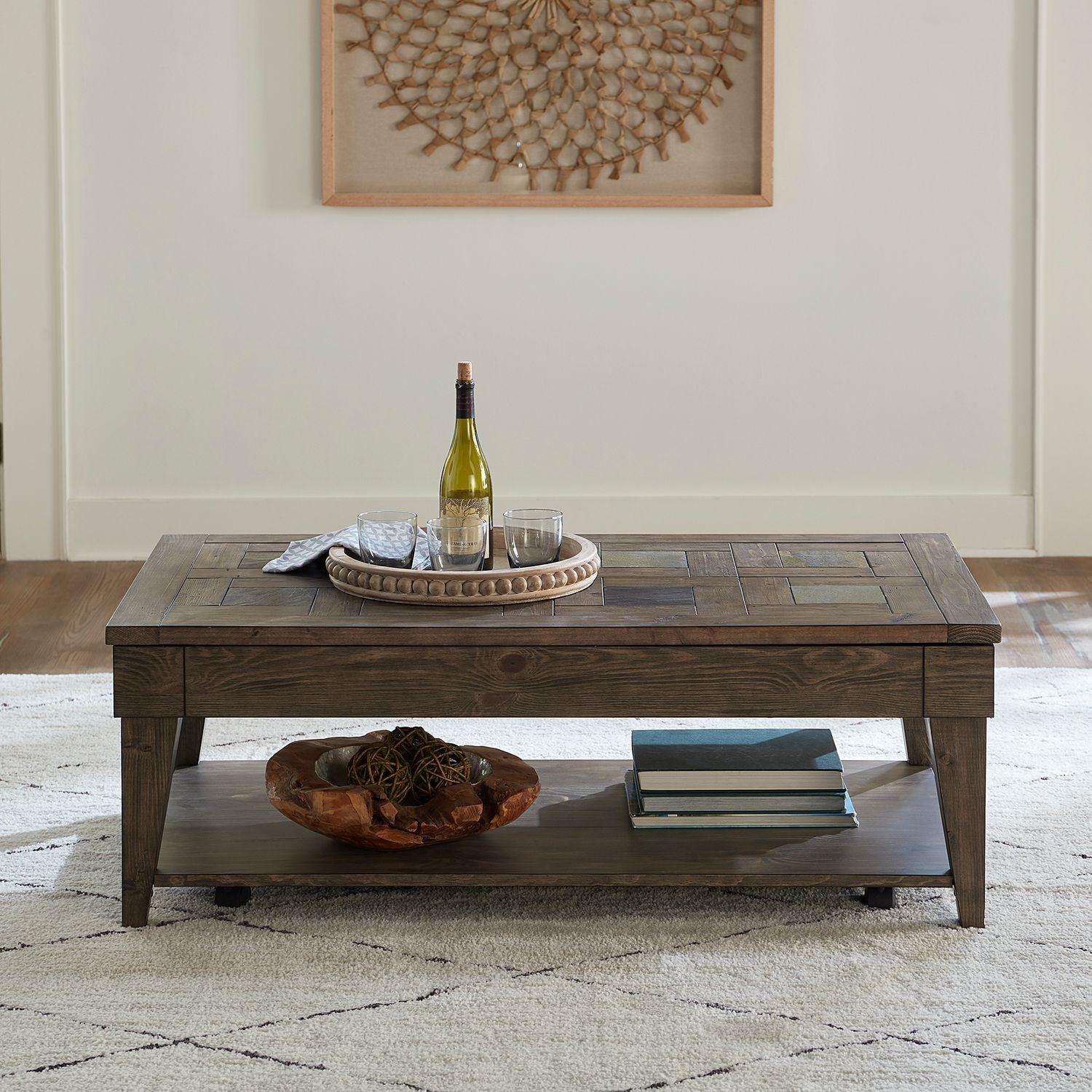 Arrowcreek Lift Top Cocktail Table in Weathered Stone - Luxury Home Furniture (MI)