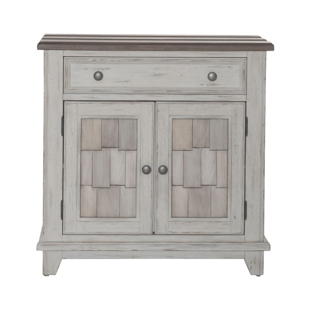 Liberty Furniture River Place Accent Cabinet in Riverstone White & Tobacco EST SHIP TIME APPX 4 WEEKS - Luxury Home Furniture (MI)