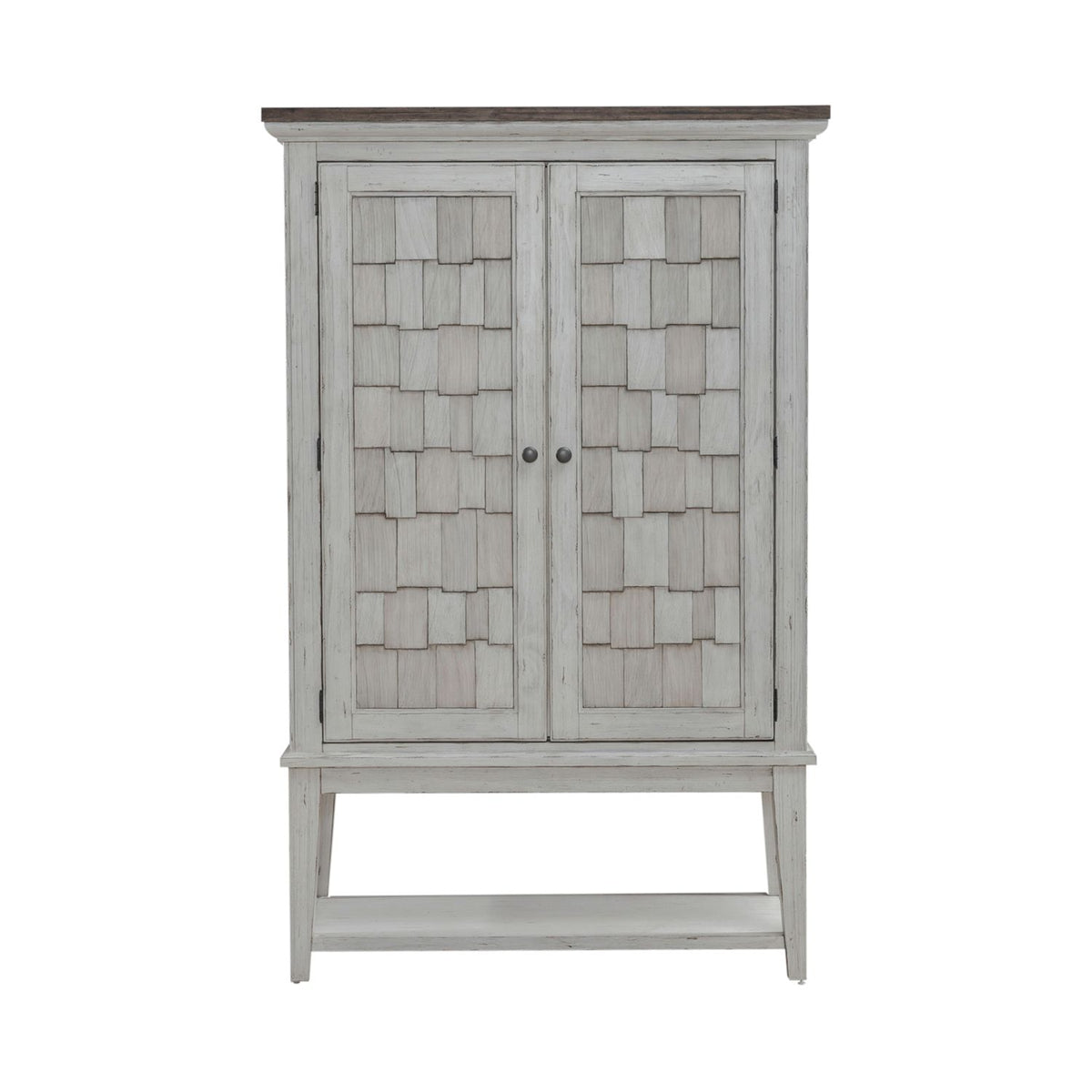 Liberty Furniture River Place Bar Cabinet in Riverstone White & Tobacco EST SHIP TIME APPX 4 WEEKS - Luxury Home Furniture (MI)