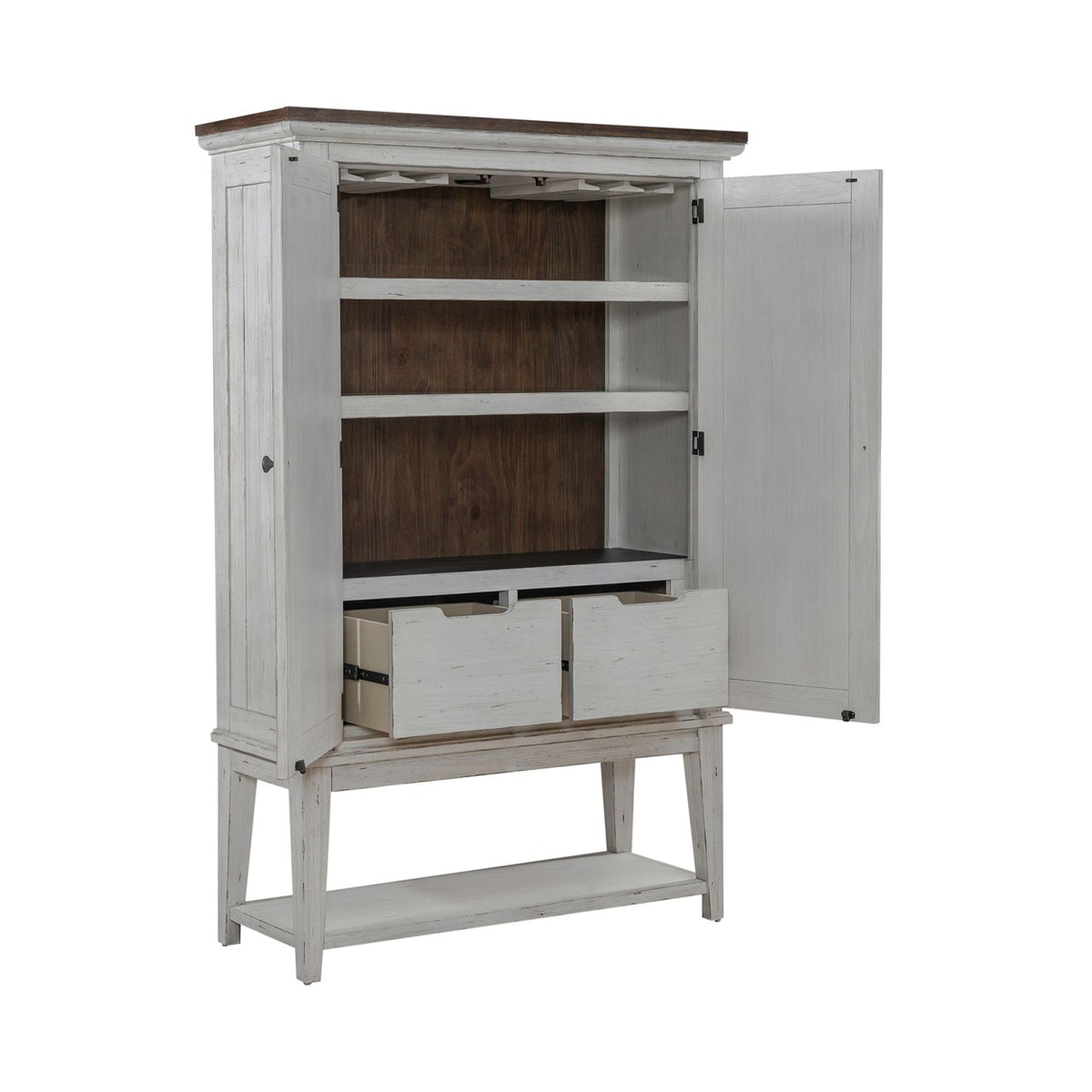 Liberty Furniture River Place Bar Cabinet in Riverstone White & Tobacco EST SHIP TIME APPX 4 WEEKS - Luxury Home Furniture (MI)