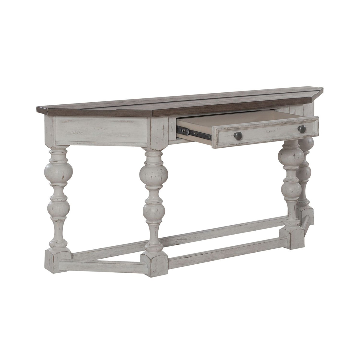 Liberty Furniture River Place Accent Console Table in Riverstone White & Tobacco EST SHIP TIME APPX 4 WEEKS - Luxury Home Furniture (MI)