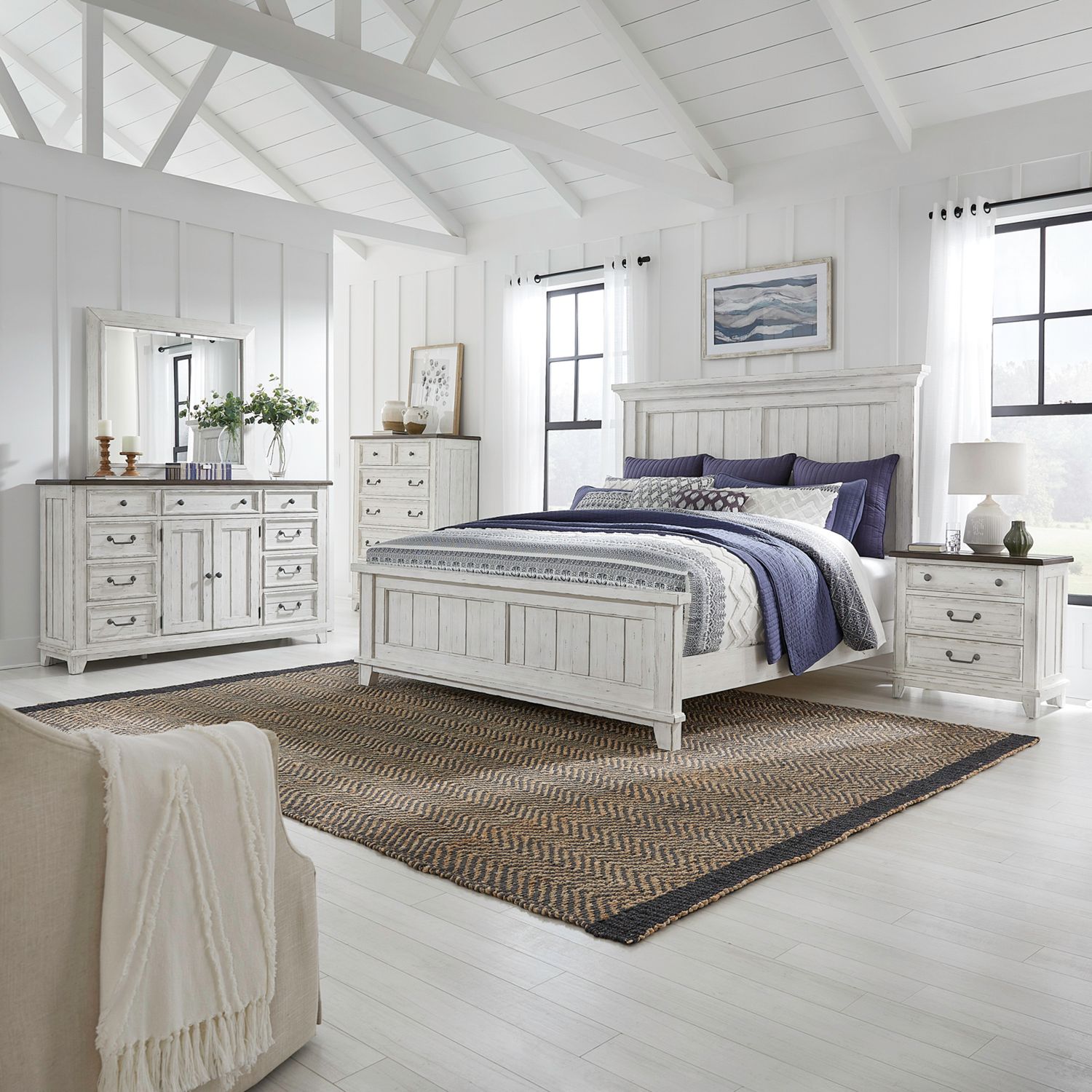 River Place Queen Panel Bed, Dresser & Mirror, Chest, Night Stand image