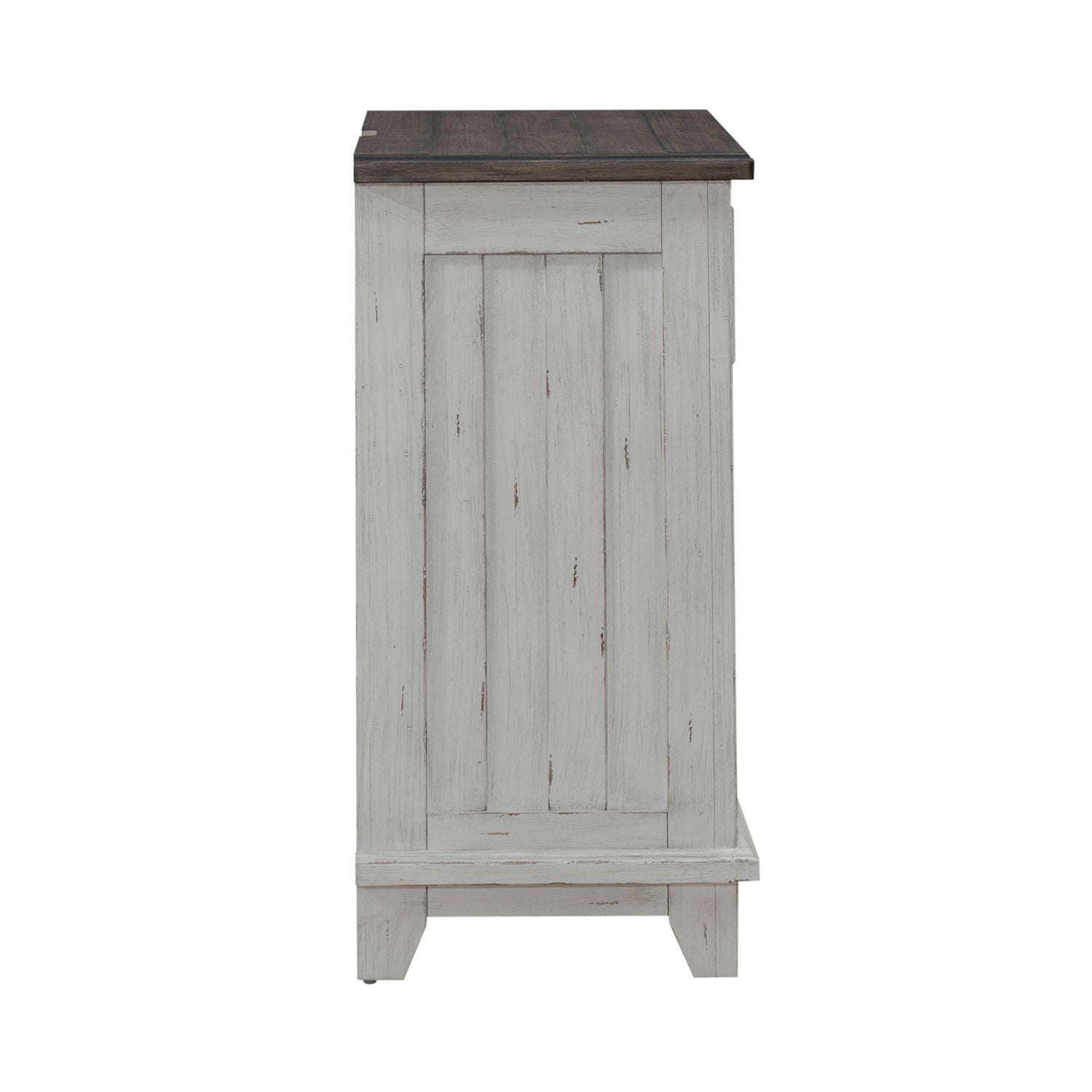 River Place Bedside Chest with Charging Station in Riverstone White and Tobacco