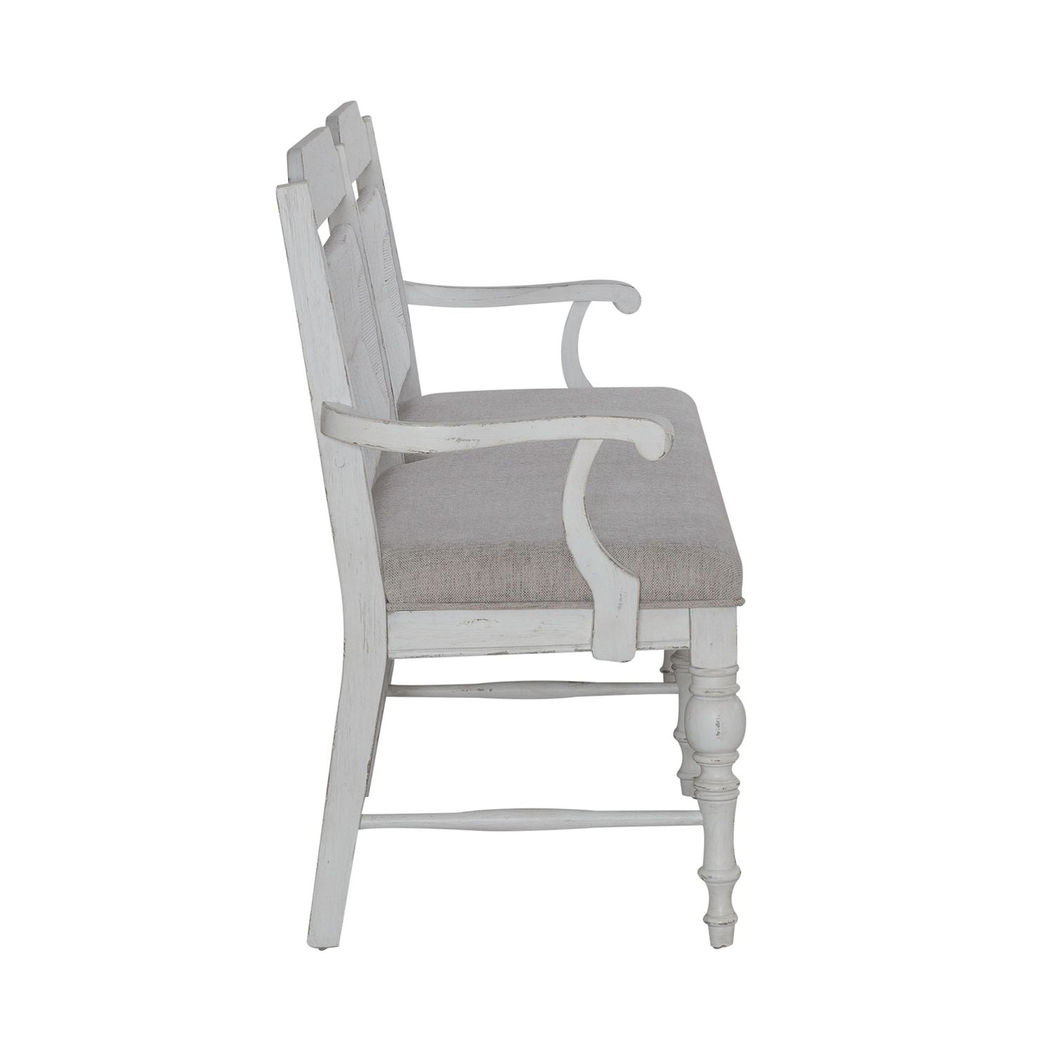 River Place Panel Back Bench in Riverstone White & Tobacco image