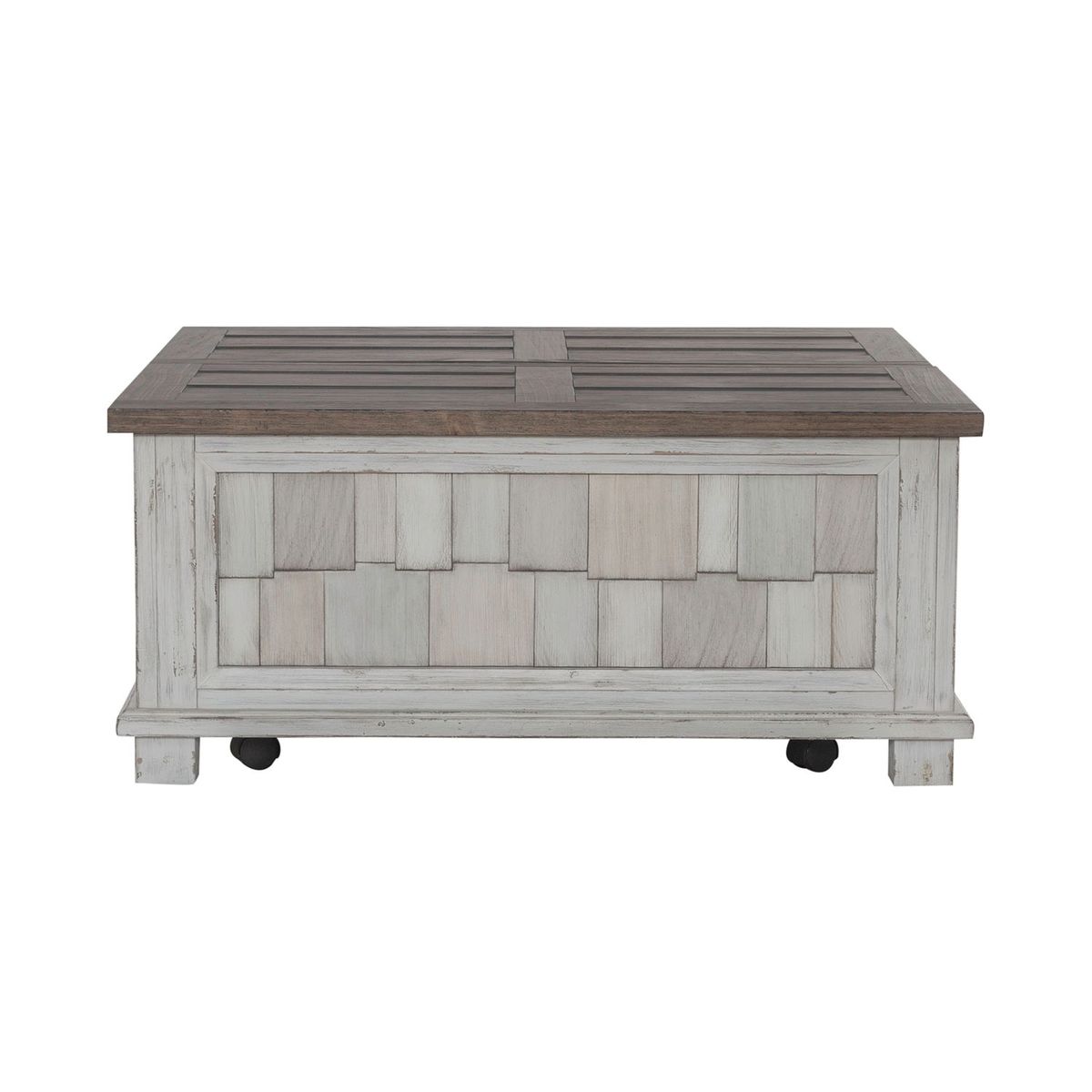 Liberty Furniture River Place Lift Top Storage Cocktail Table in Riverstone White & Tobacco - Luxury Home Furniture (MI)