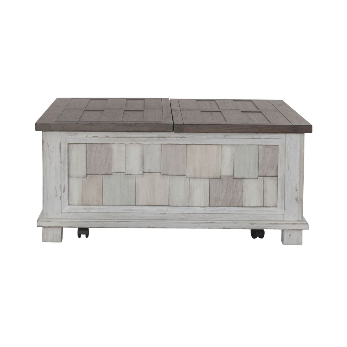Liberty Furniture River Place Lift Top Storage Cocktail Table in Riverstone White & Tobacco - Luxury Home Furniture (MI)