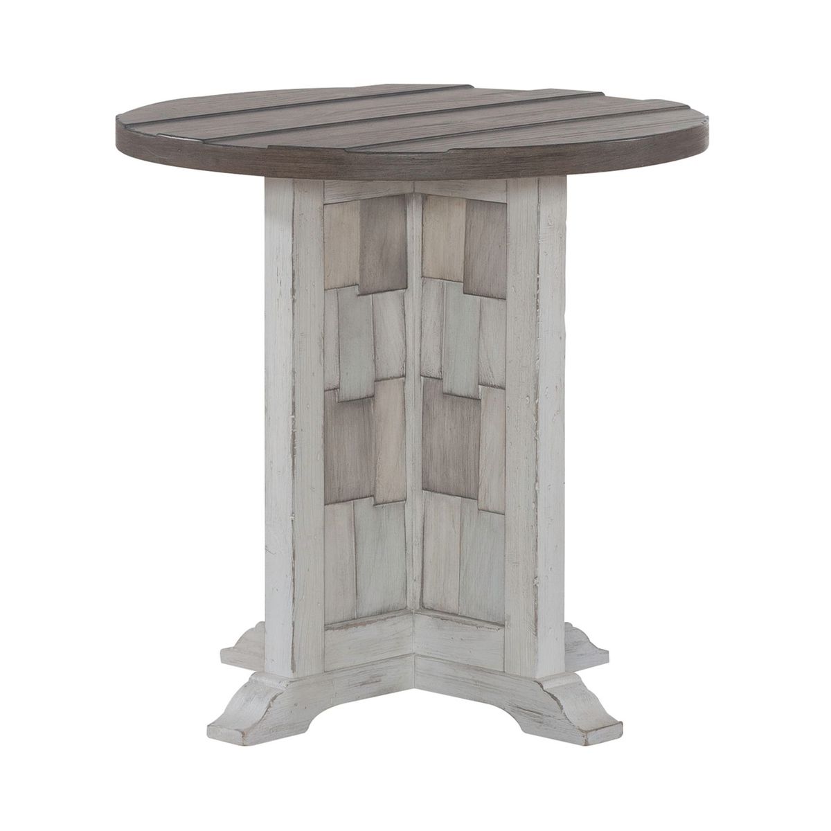 Liberty Furniture River Place Round Chairside Table in Riverstone White & Tobacco - Luxury Home Furniture (MI)