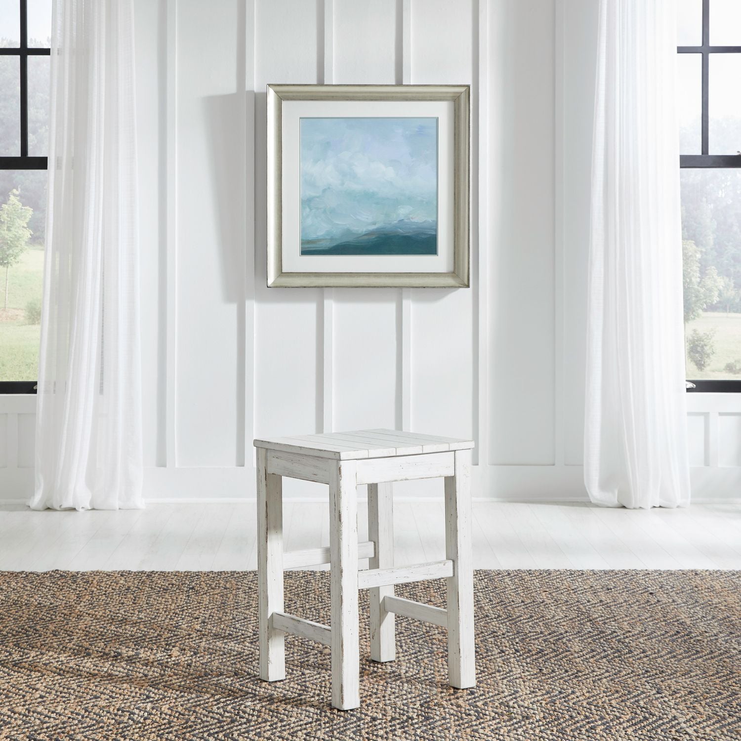 River Place Console Stool in Riverstone White & Tobacco image