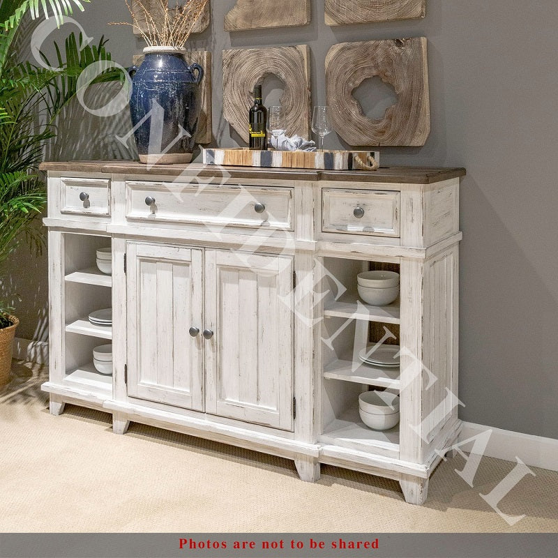 Liberty Furniture River Place Breakfront Server in Riverstone White & Tobacco image