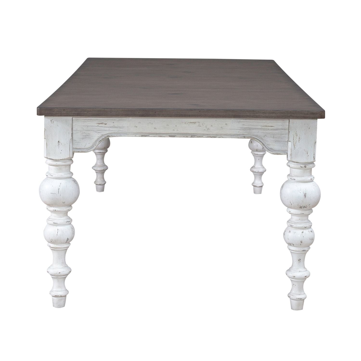 River Place Rectangular Leg Table in Riverstone White & Tobacco