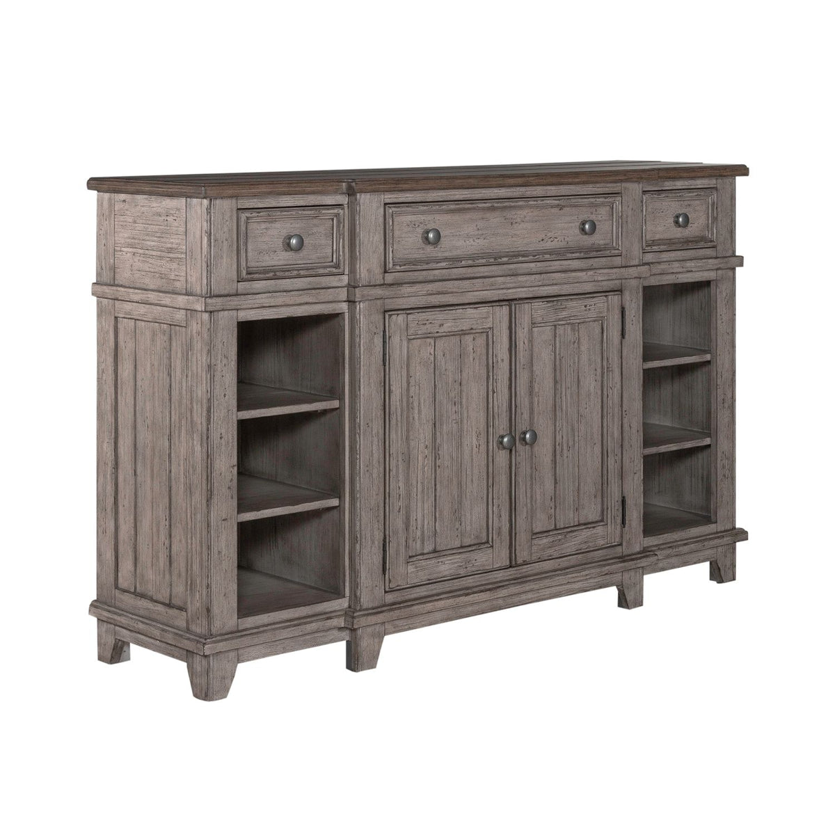 Liberty Furniture River Place Breakfront Server in Riverstone Gray & Tobacco image